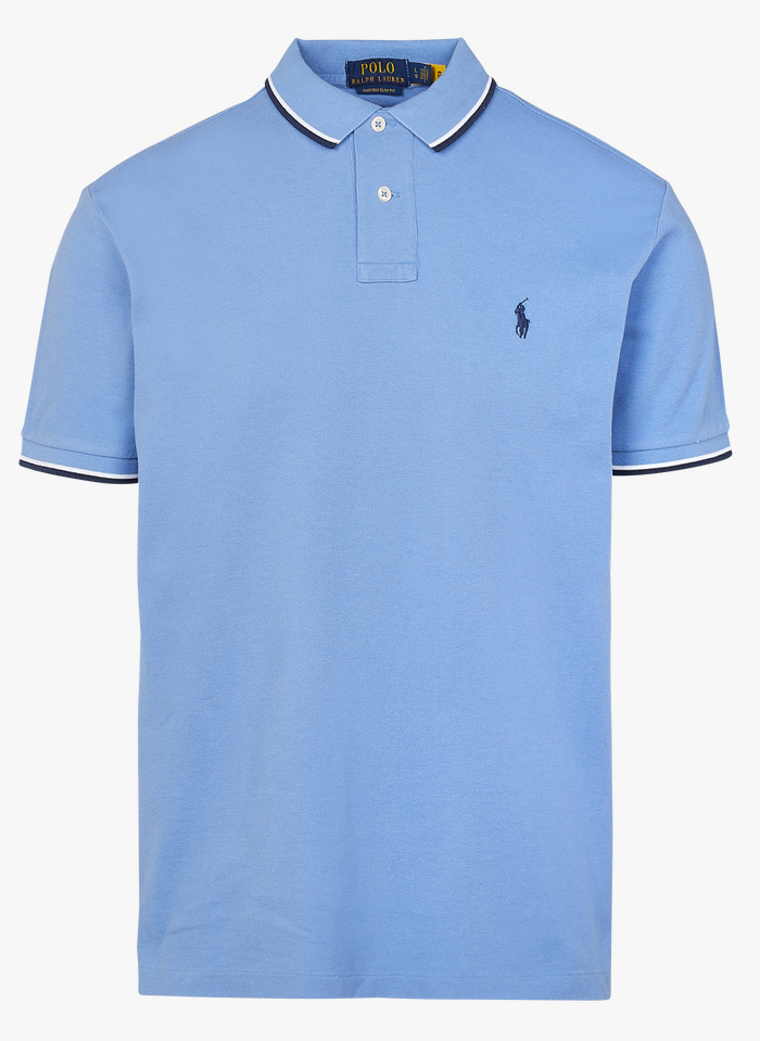 Slim-fit Cotton Polo Shirt With Classic Collar Bright Blue Polo Ralph Lauren  - Men | Place des Tendances