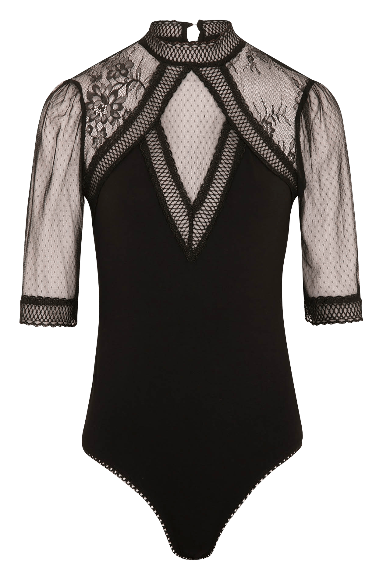 High-neck lace bodysuit MORGAN Black