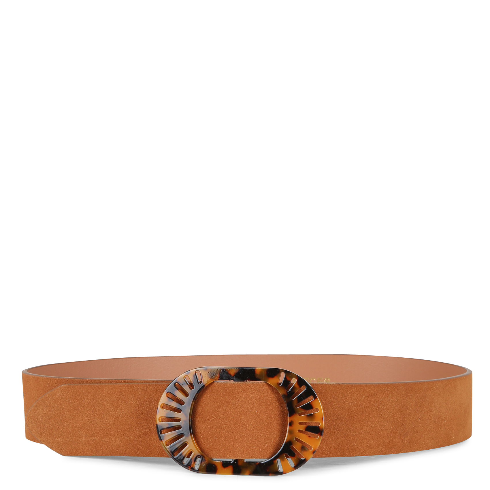Ceinture en cuir velours Melina Cognac Pieces Femme Place des