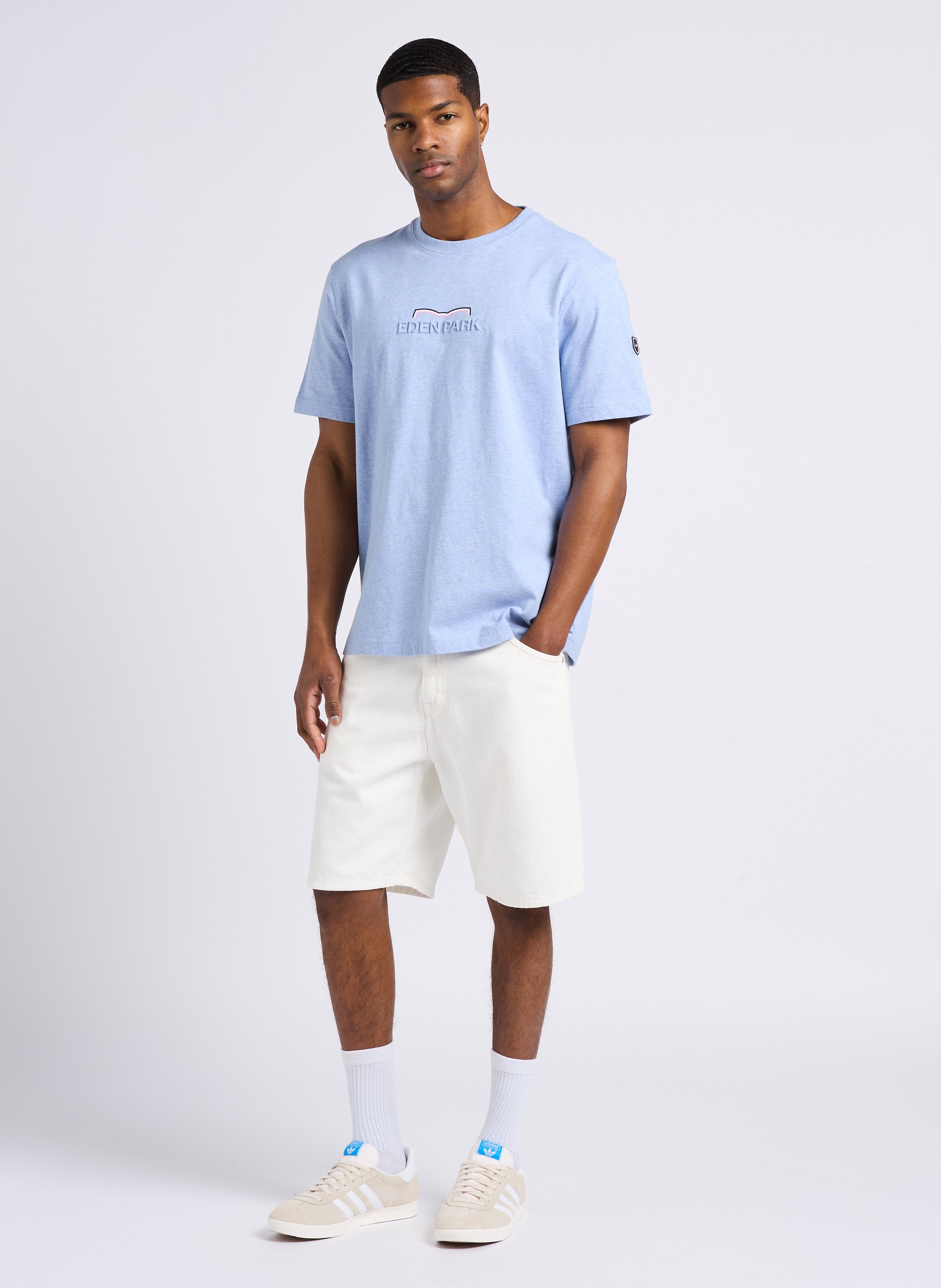 Short en denim droit en coton EDWIN Beige