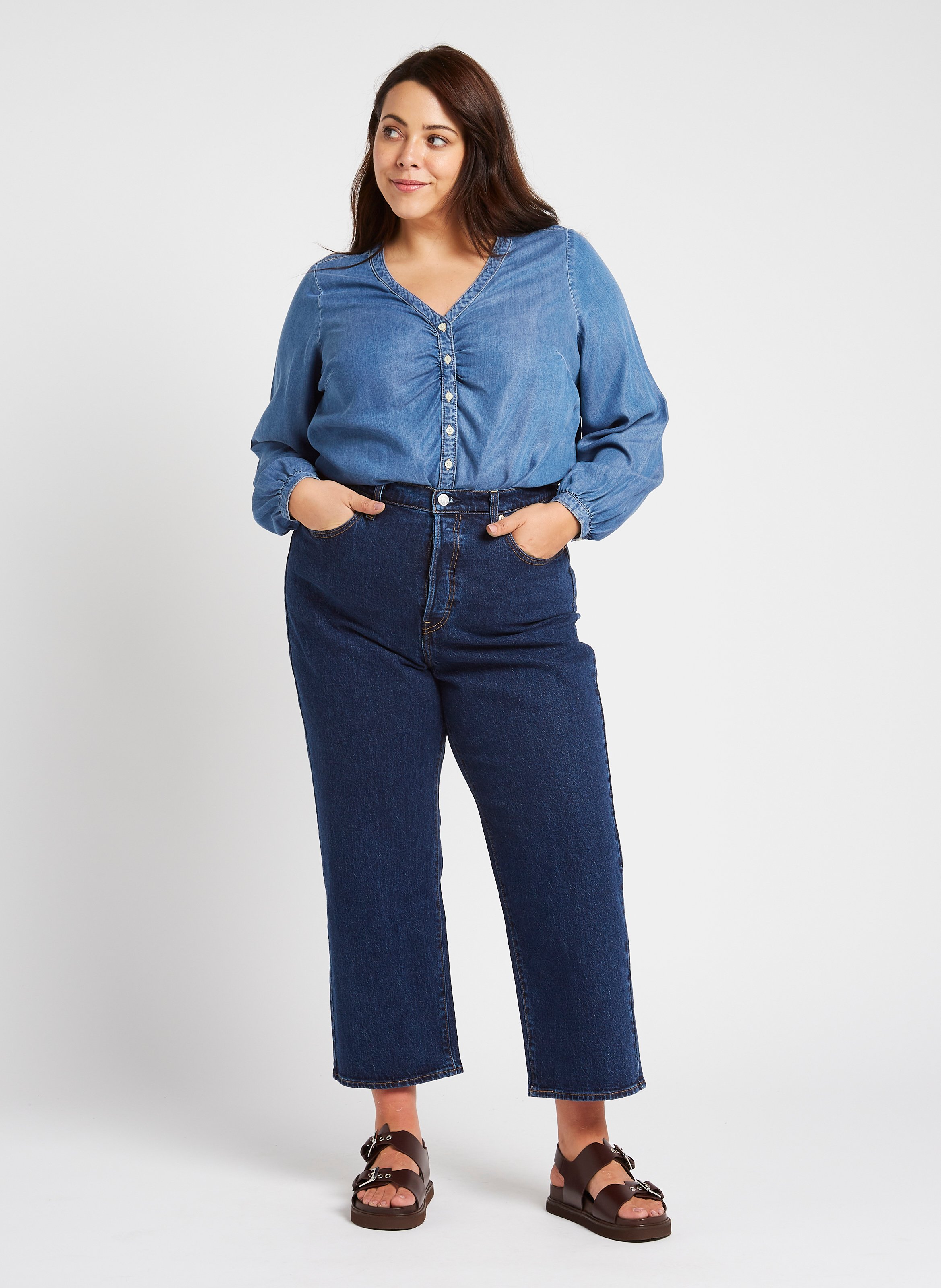 Cotton-blend straight-leg jeans LEVI&#039;S Blue