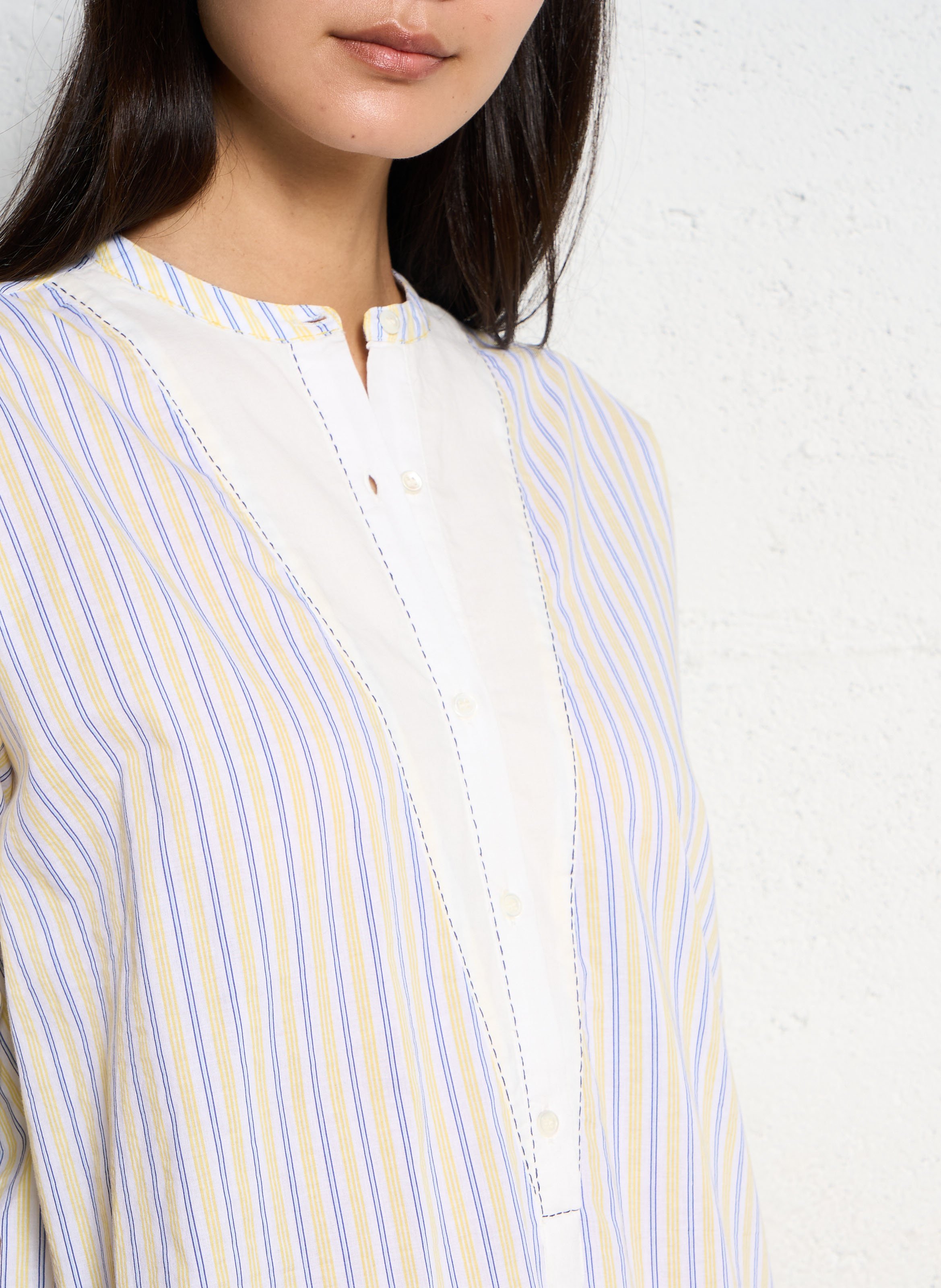 Long striped cotton dress V DE VINSTER Yellow