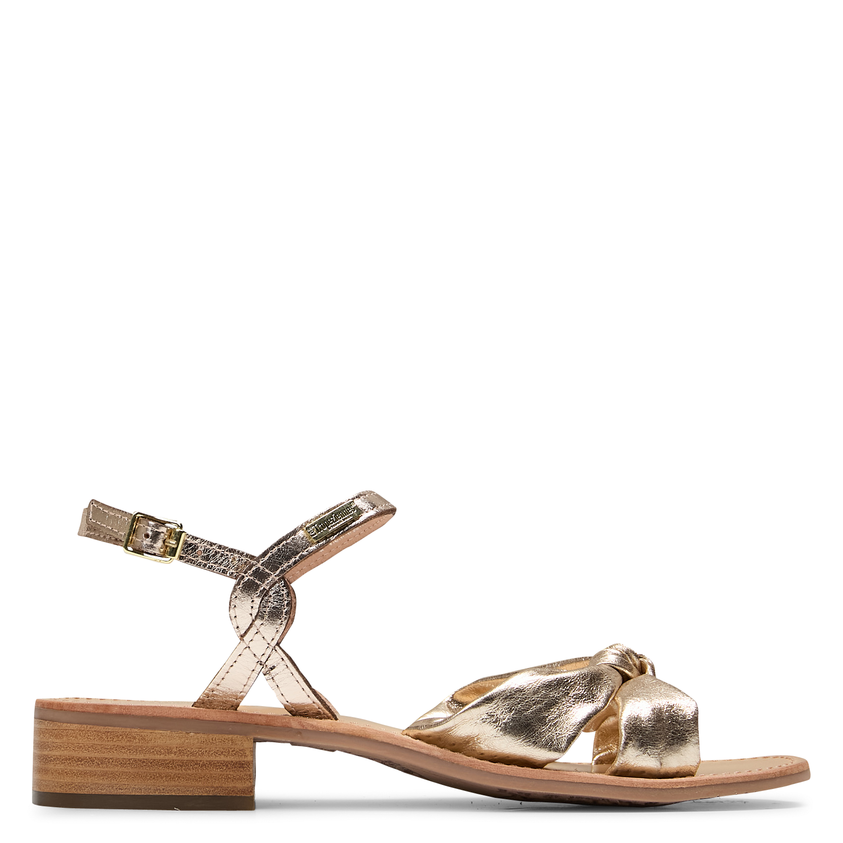 Heeled metallic leather sandals LES TROPEZIENNES PAR M.BELARBI Golden