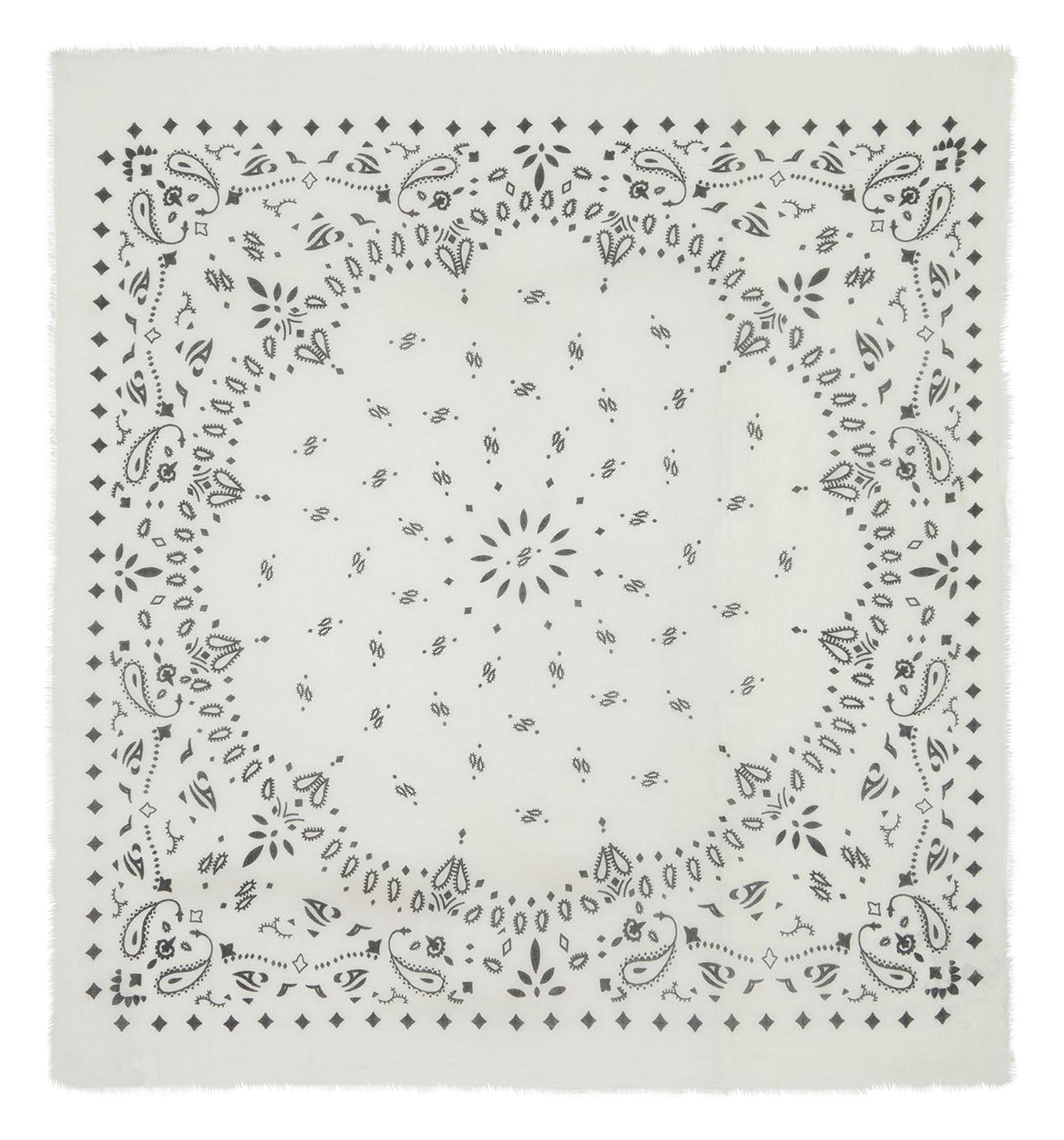Foulard imprimé en voile de cachemire  KUJTEN Blanc