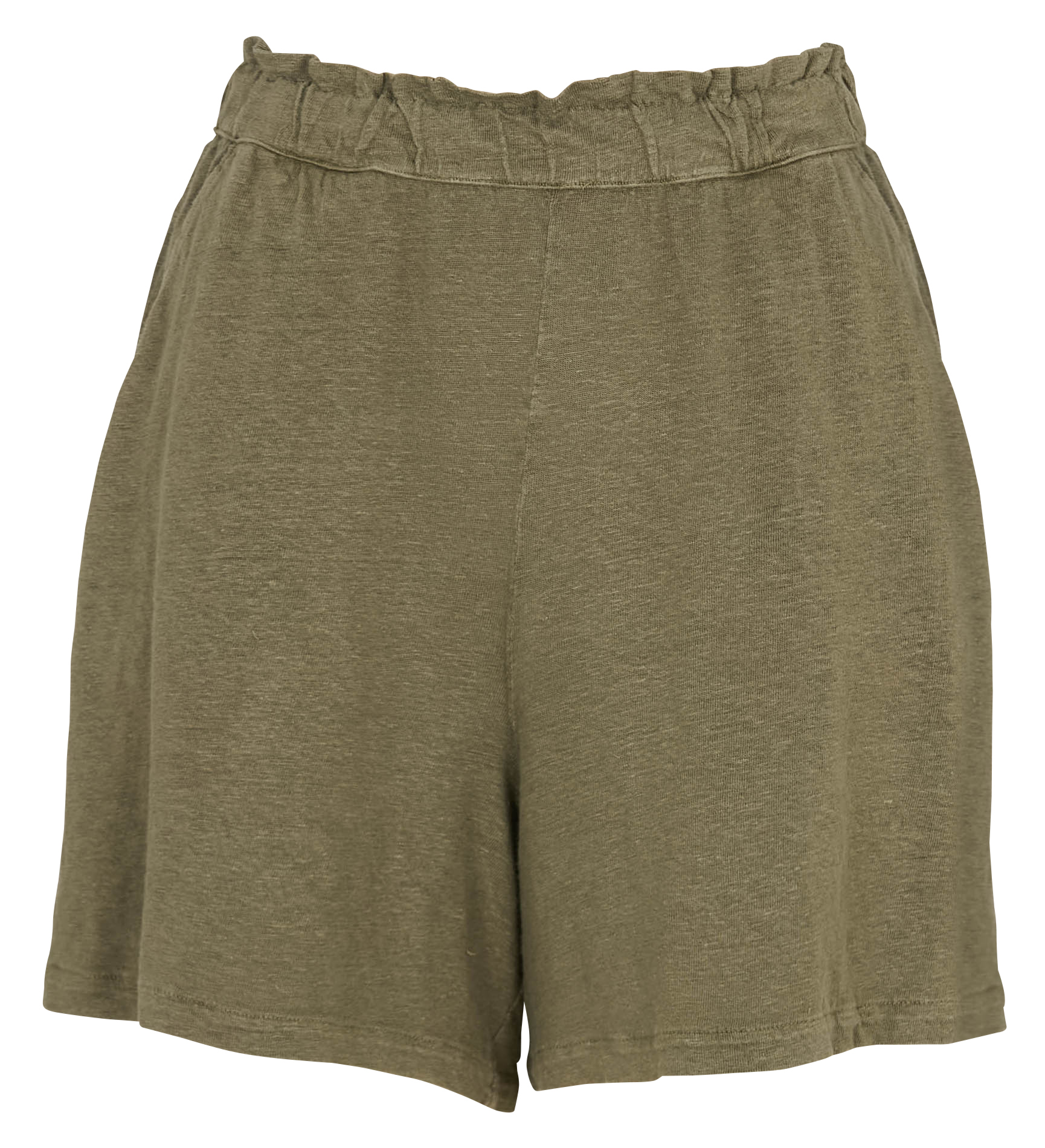 Short droit en lin mélangé MAJESTIC FILATURES Kaki