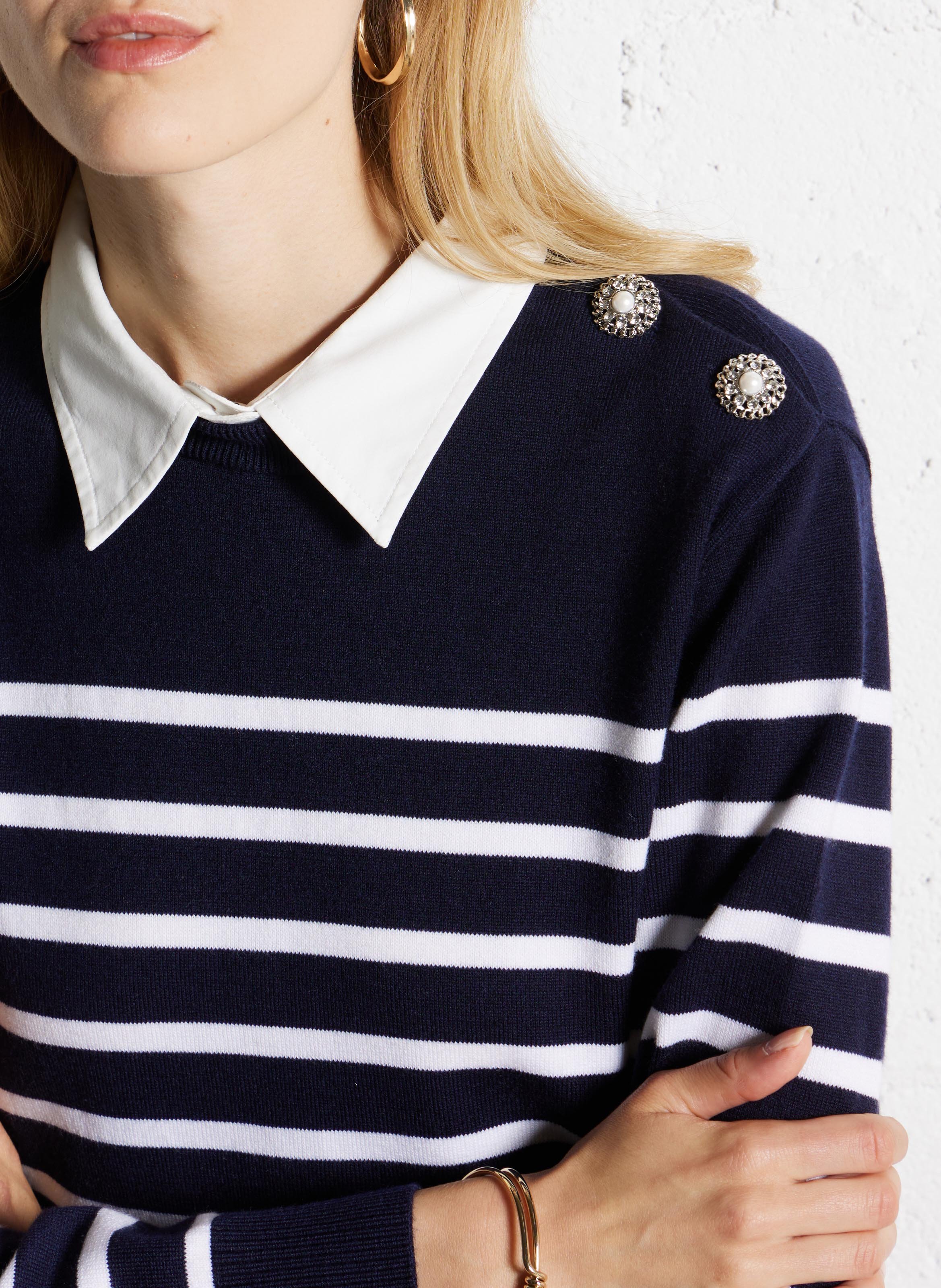 Pull droit à rayures SUNCOO Bleu