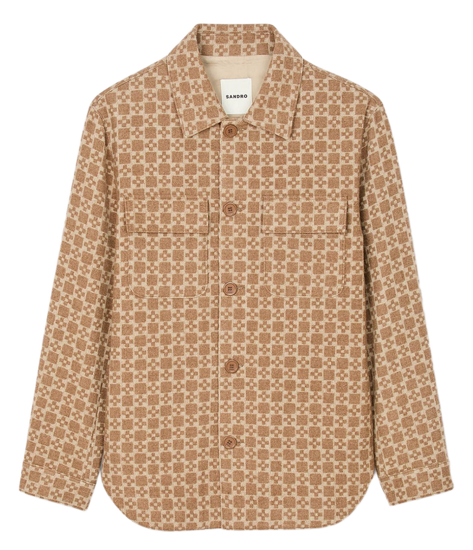 Blouson col classique en laine mélangée SANDRO Marron