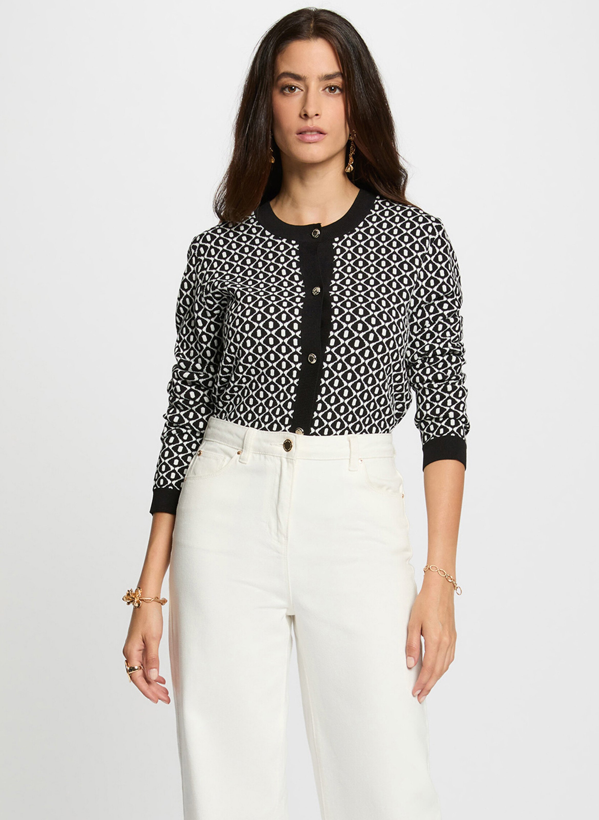 Strickjacke mit Rundhalsausschnitt MORGAN Schwarz