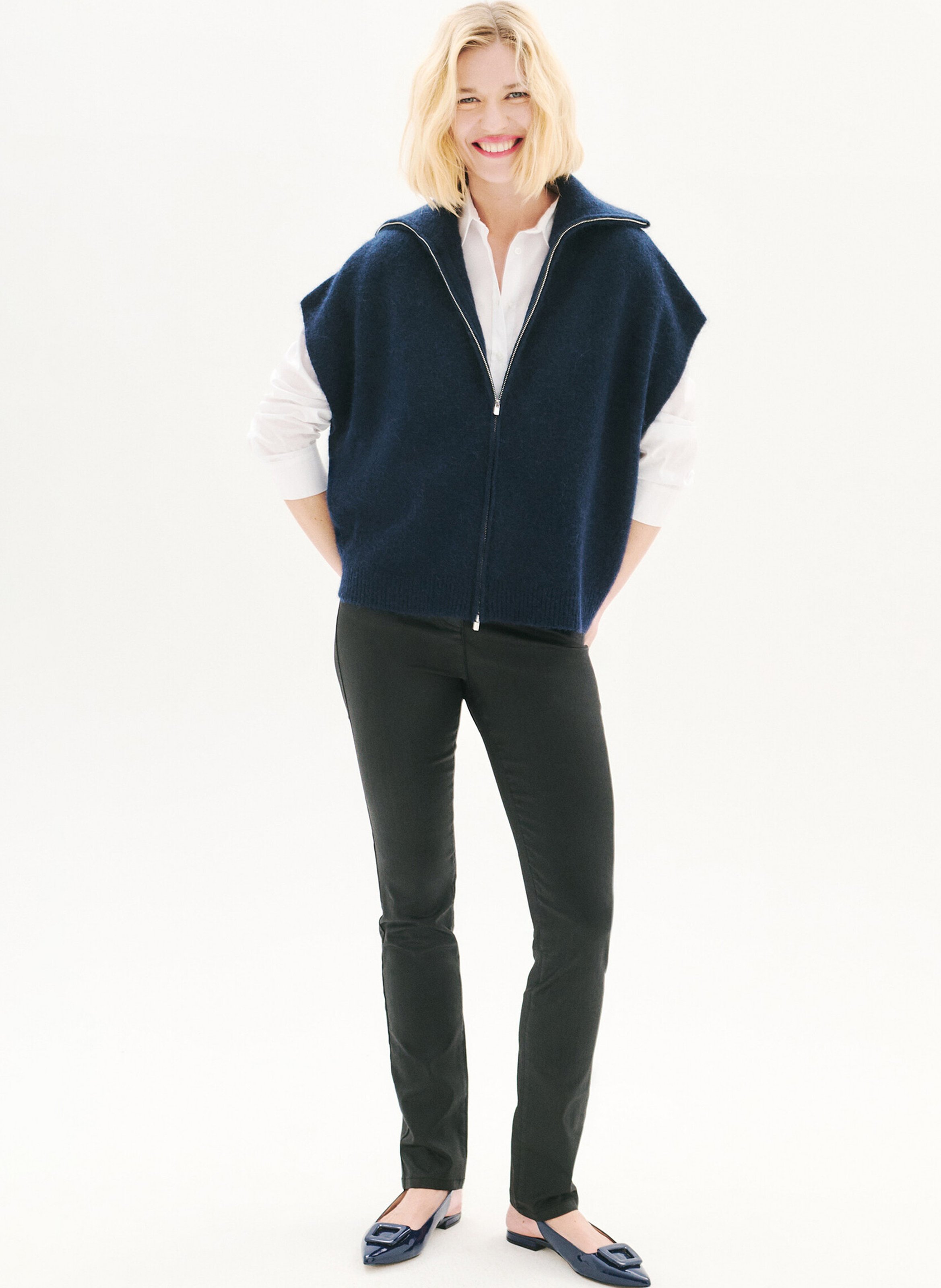 Trucker collar vest Blue