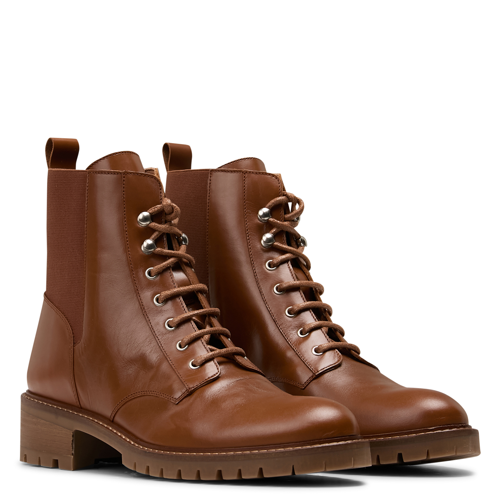 Boots à lacets unies en cuir MELLOW YELLOW Marron