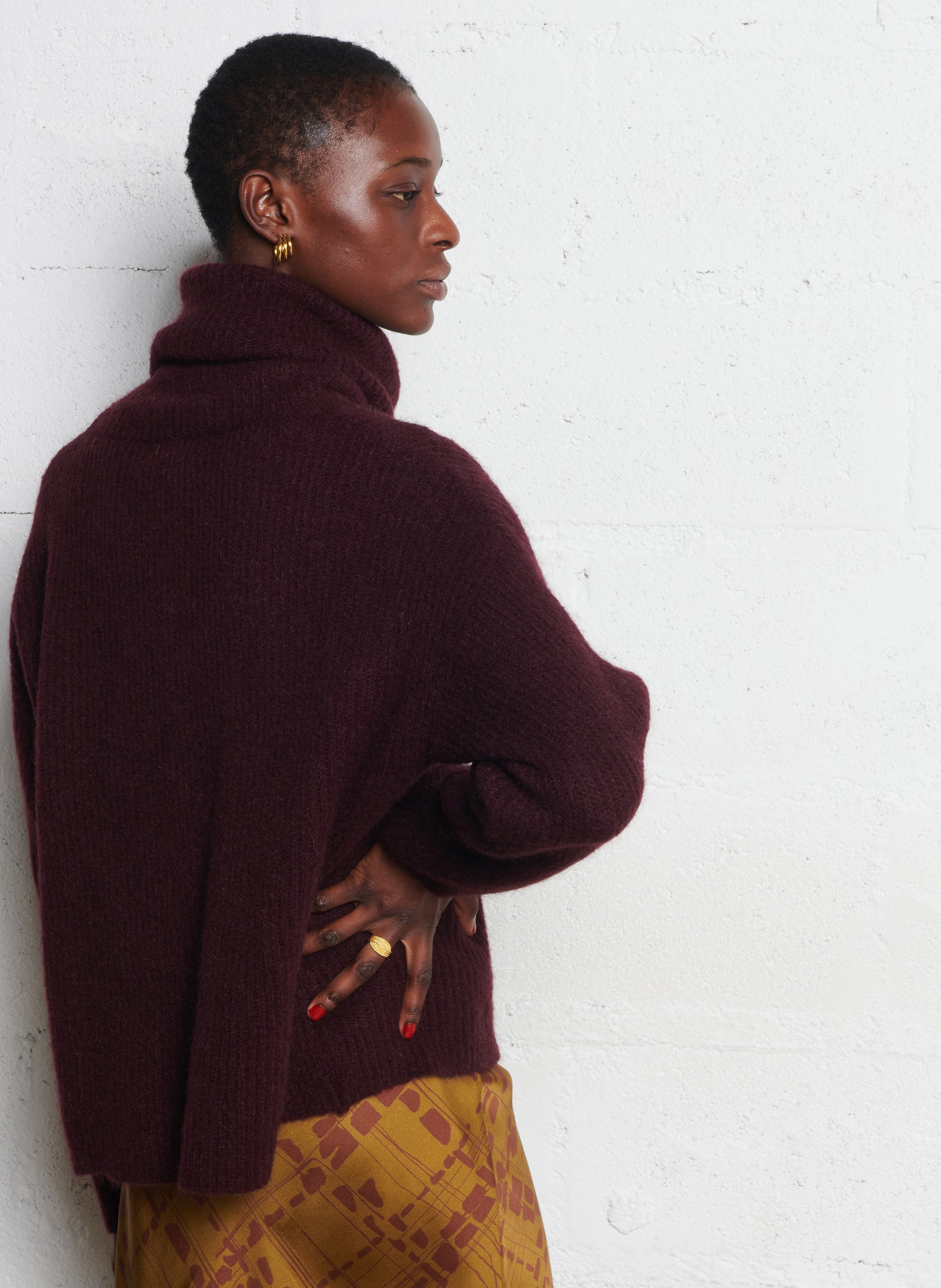 High-neck wool-blend sweater MAISON ANJE Black