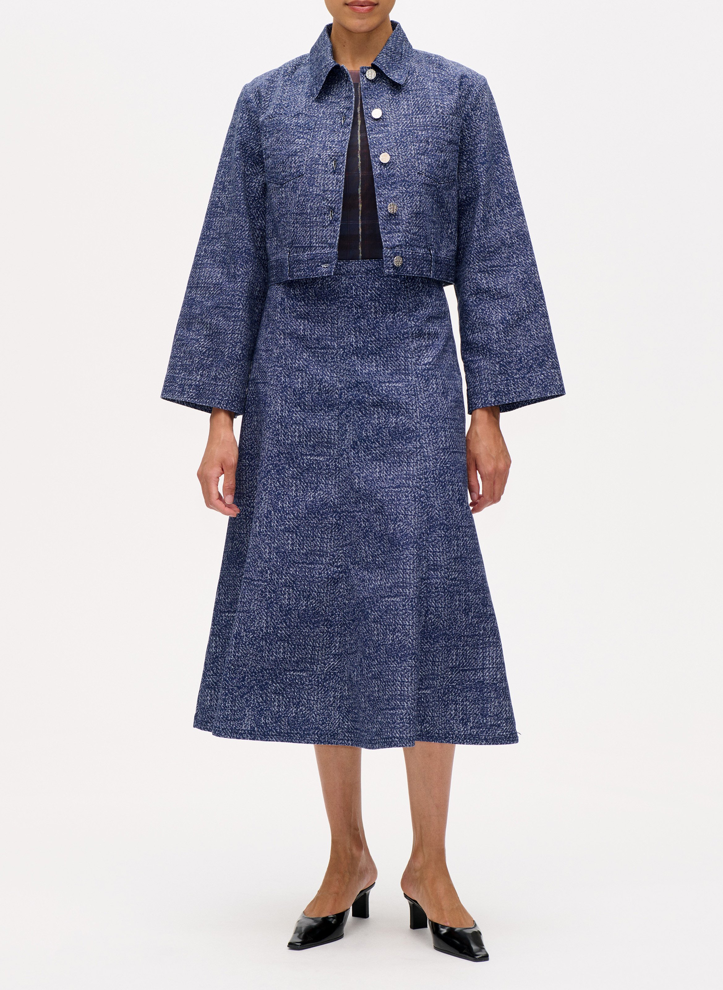 Jupe midi en coton bio mélangé BAUM UND PFERDGARTEN Bleu