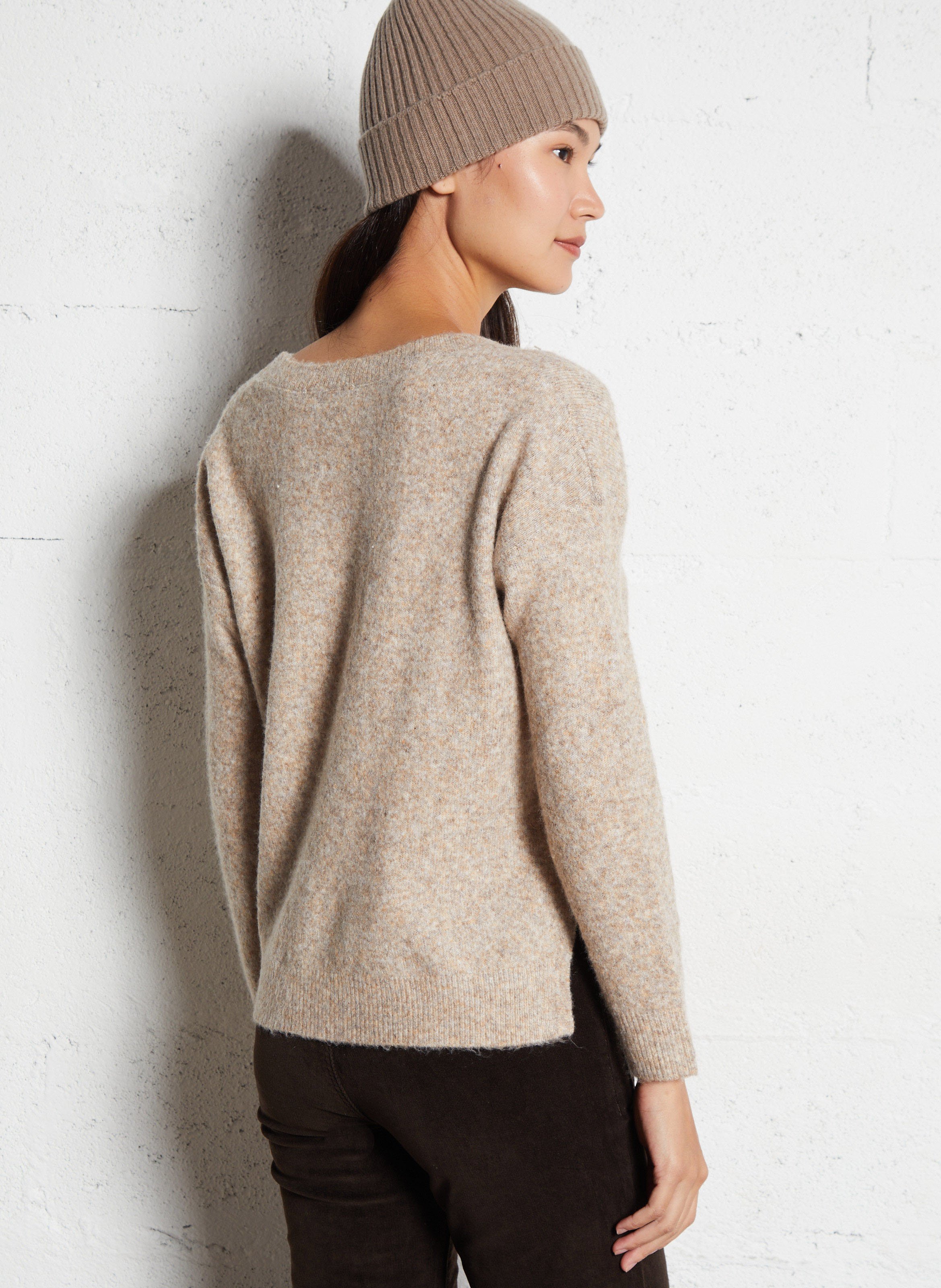 Pull col V  LA PETITE ETOILE Marron