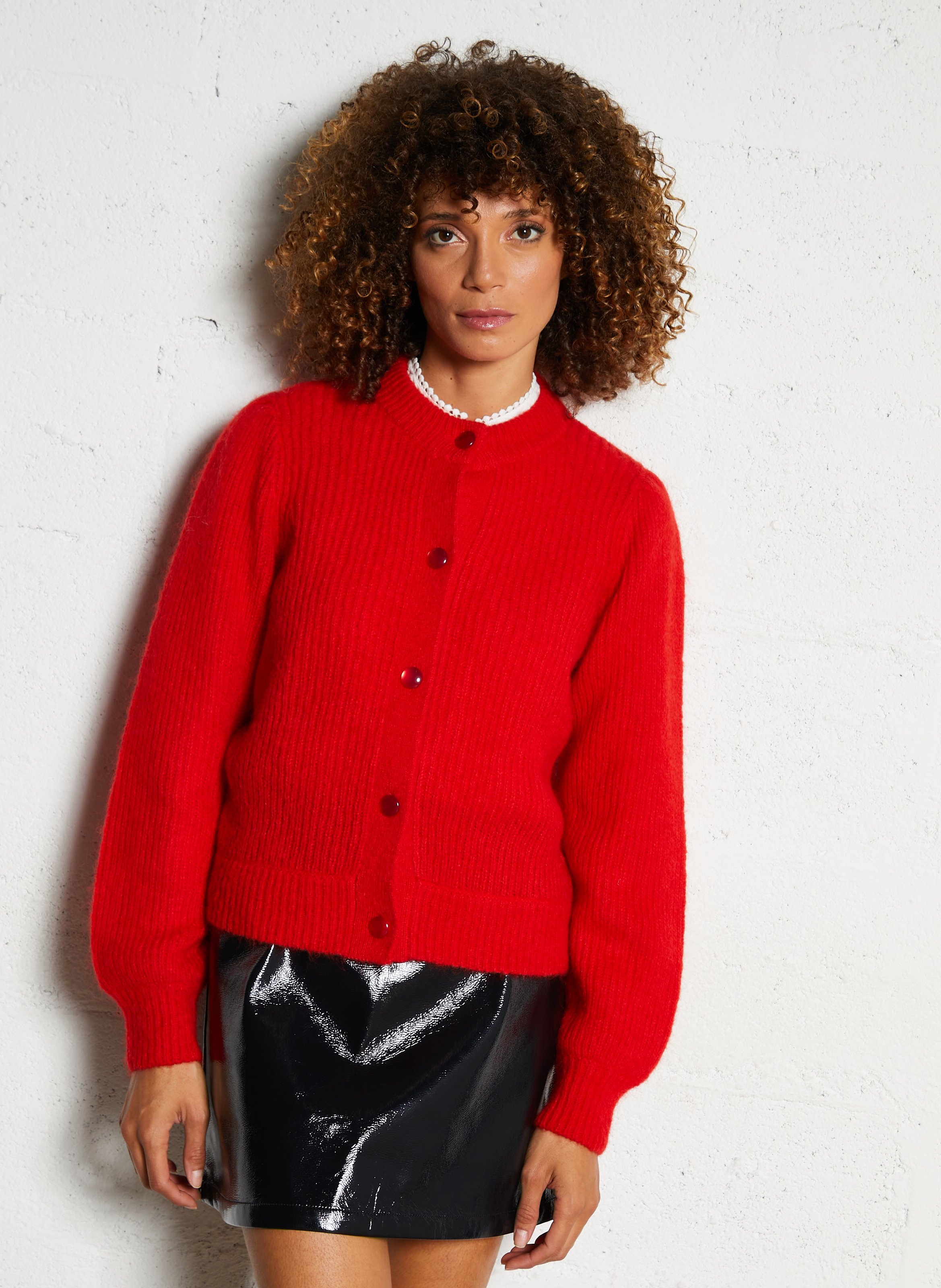 Straight round-neck wool-blend cardigan PETITE MENDIGOTE