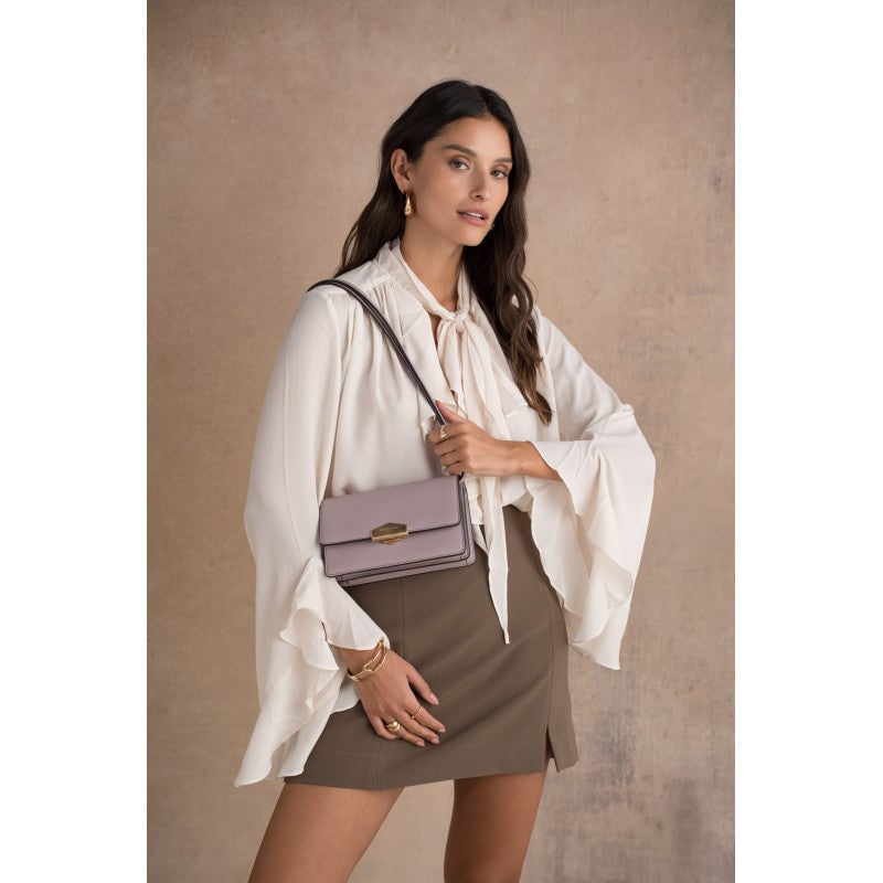 Shoulder bag - cowhide leather POURCHET Purple