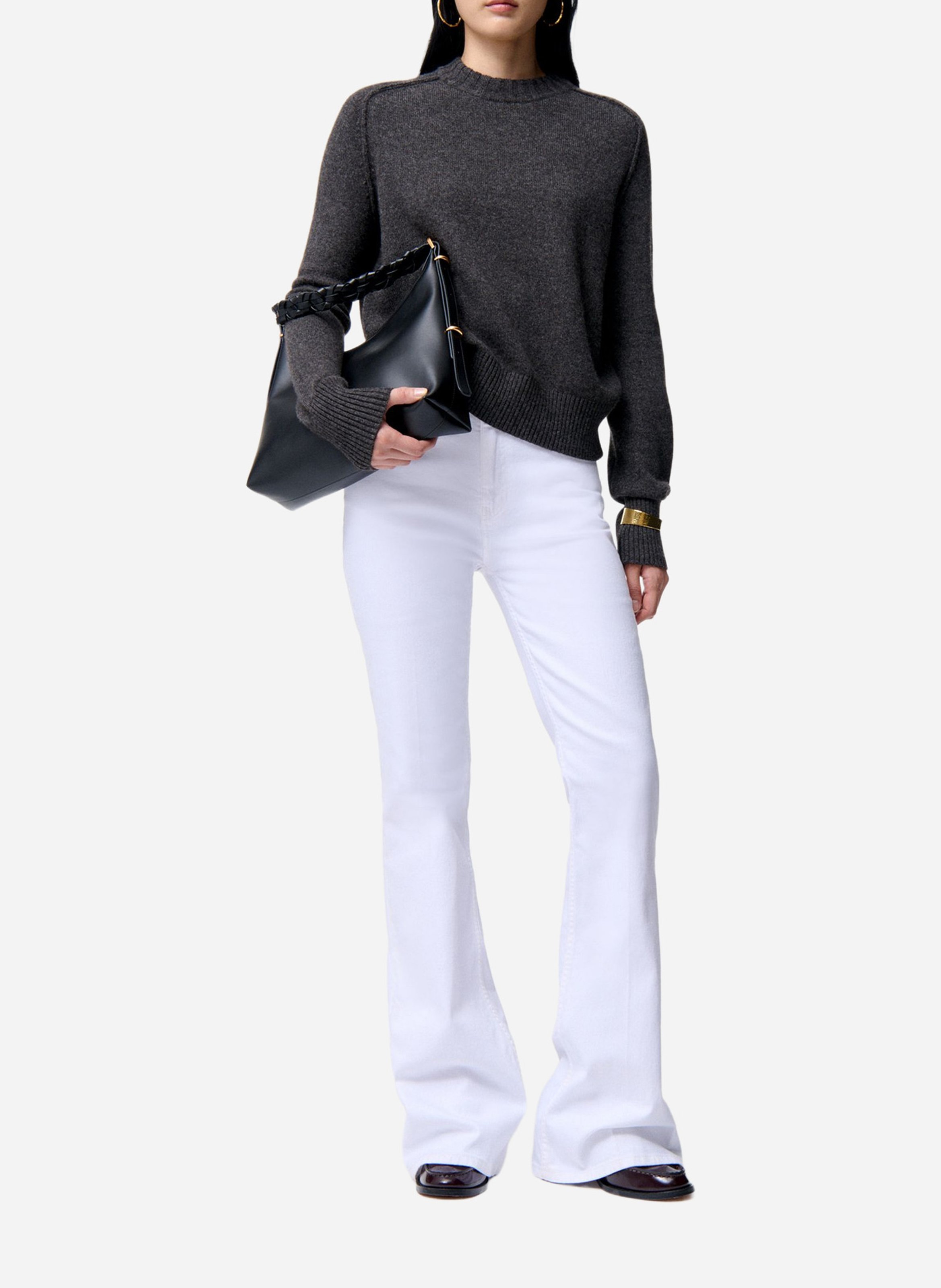 Pull col rond en laine mélangée VANESSA BRUNO Gris