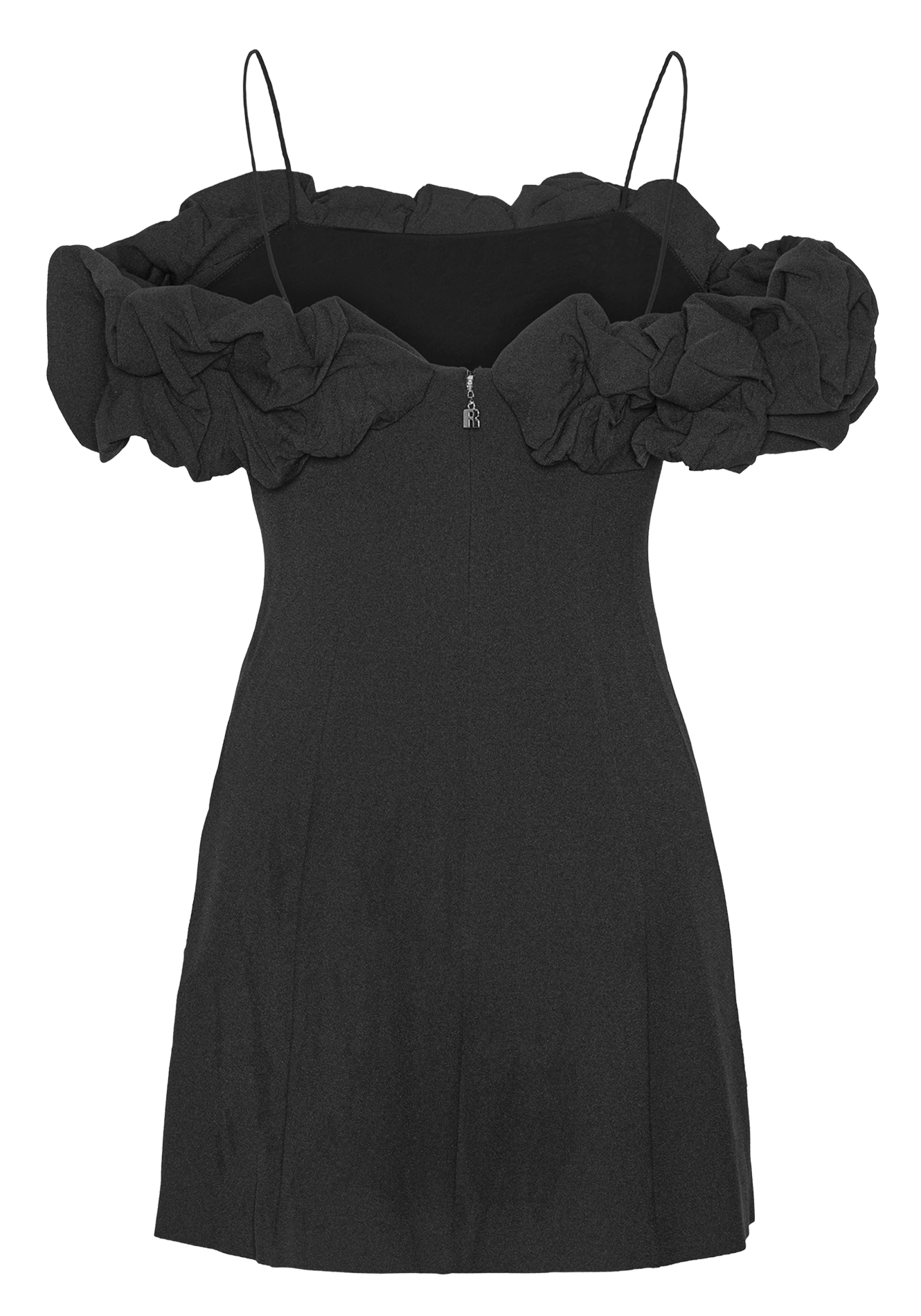 Robe courte en fibres recyclées mélangées ROTATE Noir