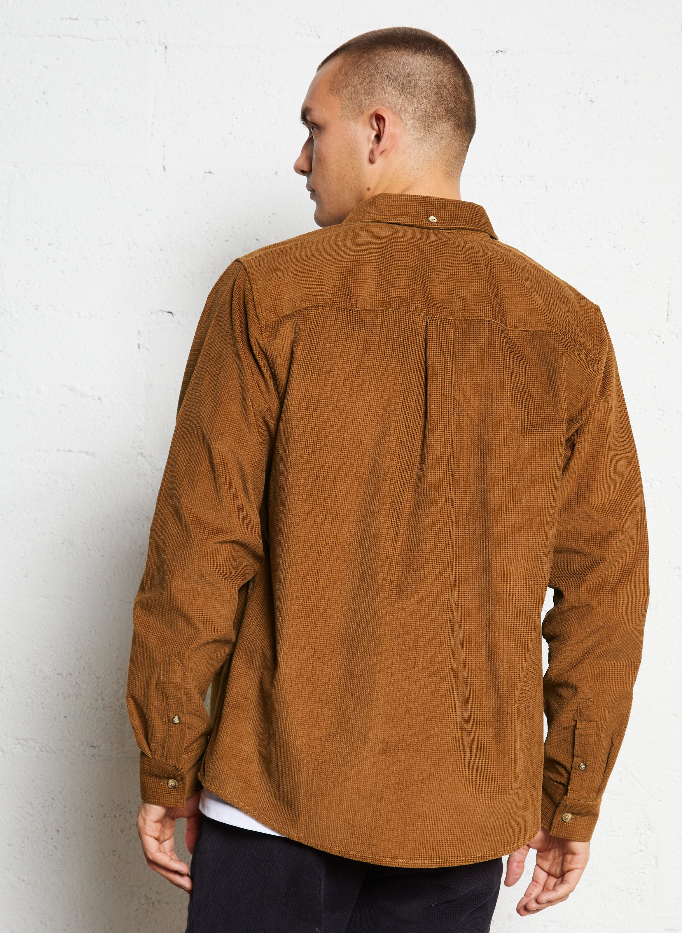 Surchemise col classique en coton FAGUO Marron