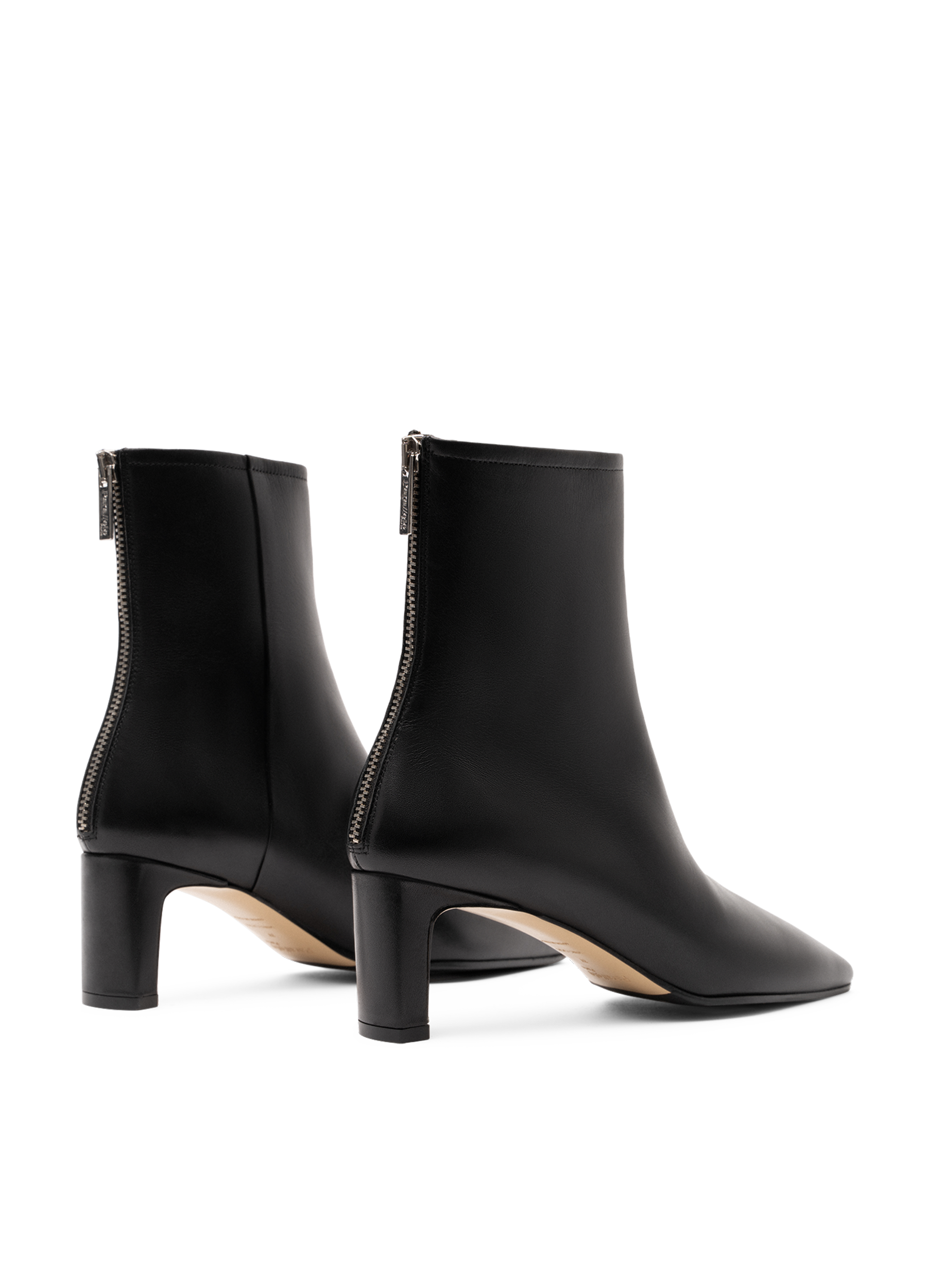 Smooth black calf leather ankle boots PARALLELE PARIS Black