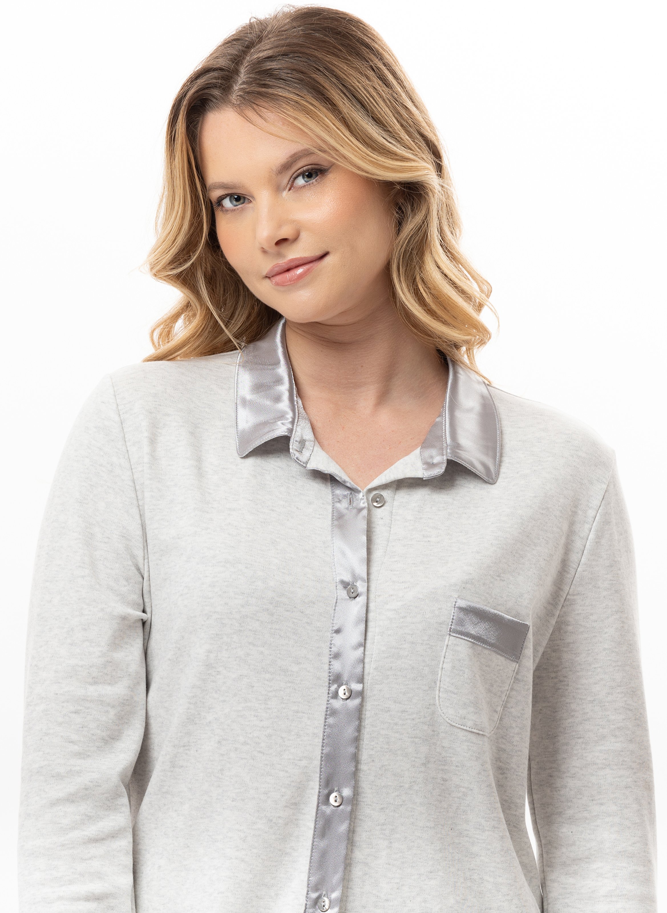 Buttoned cotton pajamas LE CHAT Grey