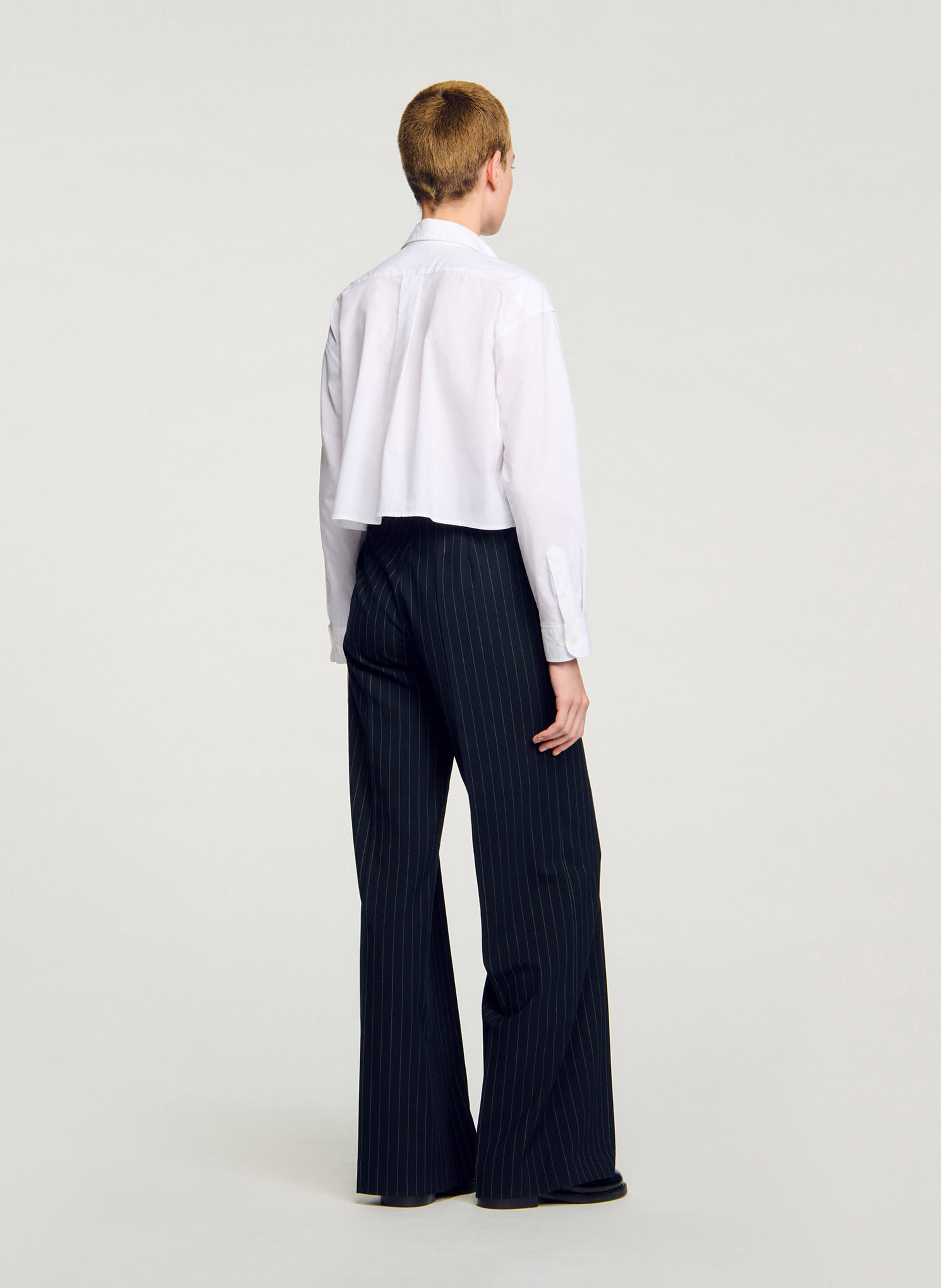 Pantalon droit rayé SANDRO Noir