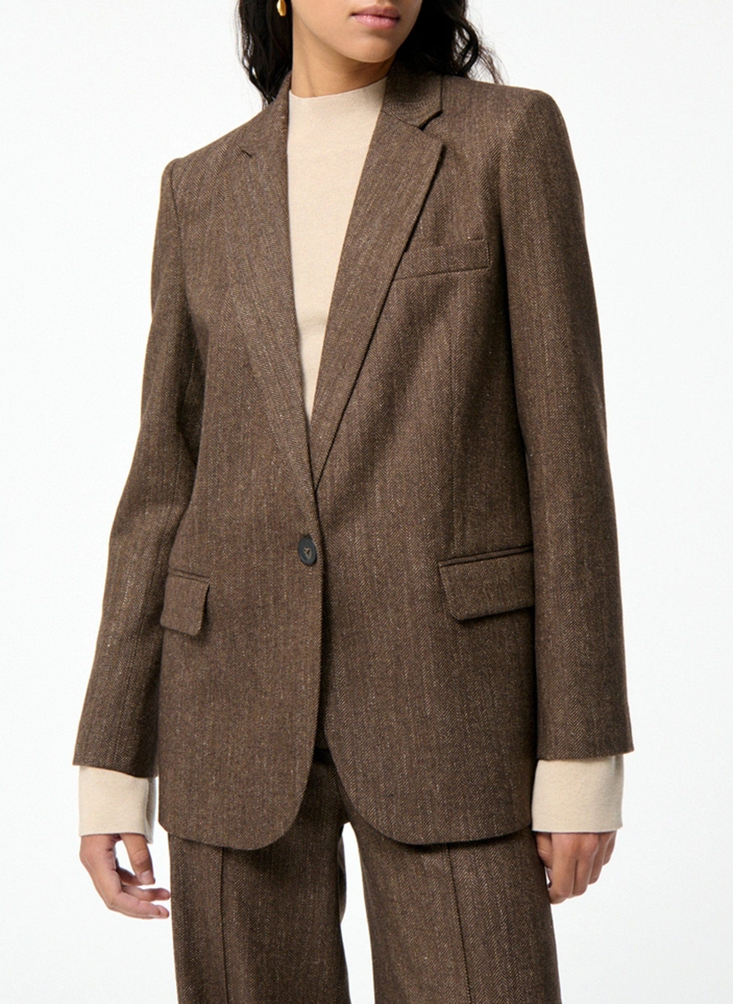 Oversize wool-blend suit jacket VANESSA BRUNO Brown