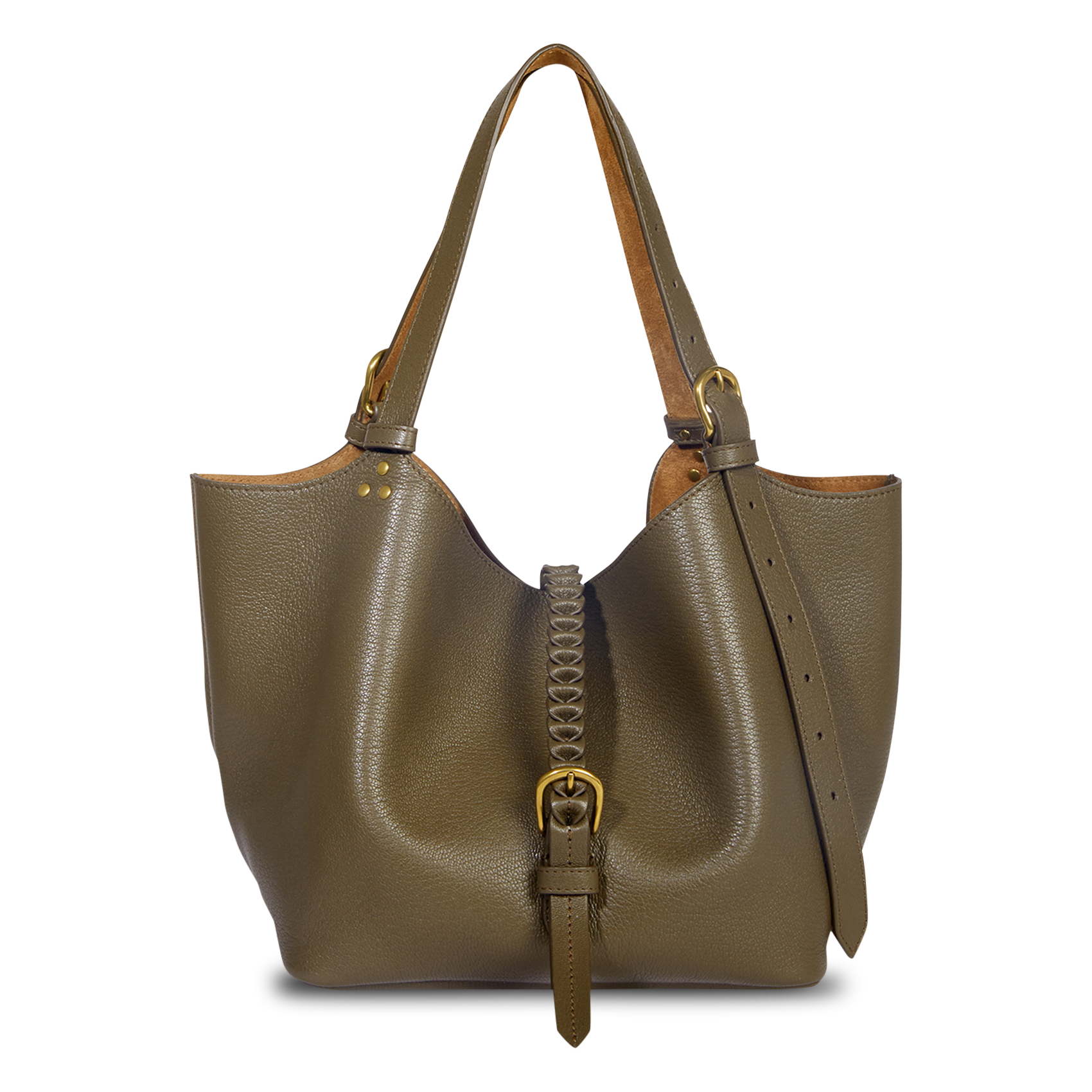 Leather tote bag JEROME DREYFUSS Khaki