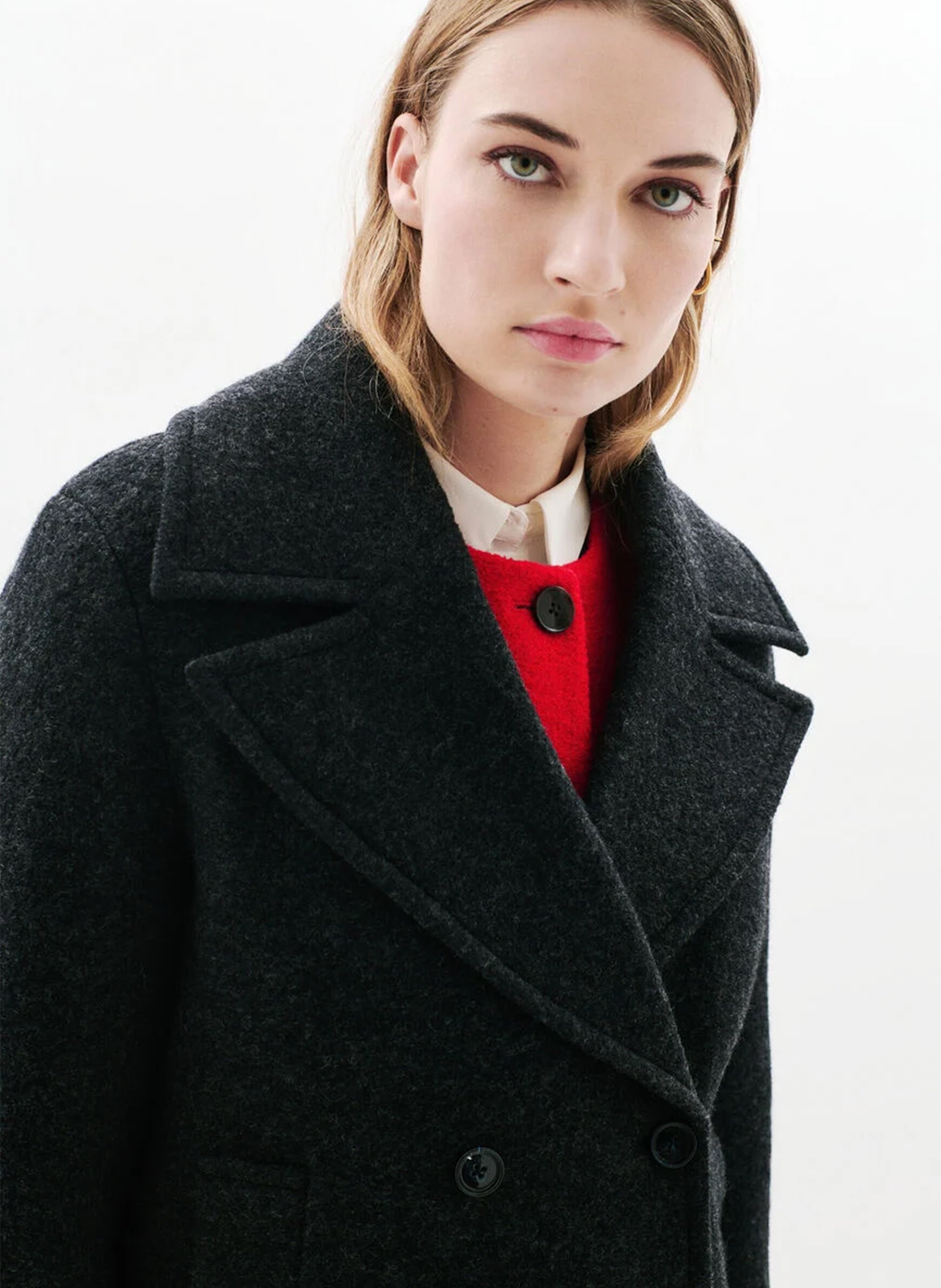 Oversized wool-blend coat with tailored collar CAROLL Blue