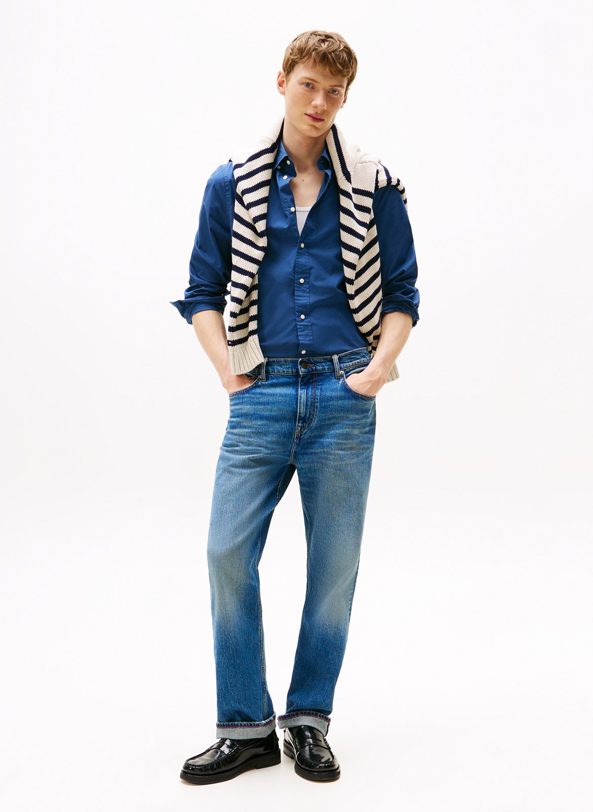 Cotton shirt with classic collar TOMMY HILFIGER Blue