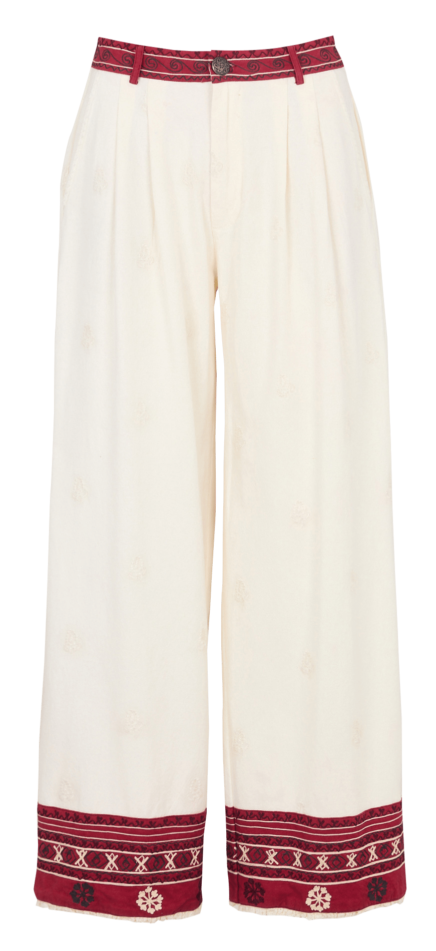 Weit geschnittene Baumwollhose mit Stickereien MAISON HOTEL Rot