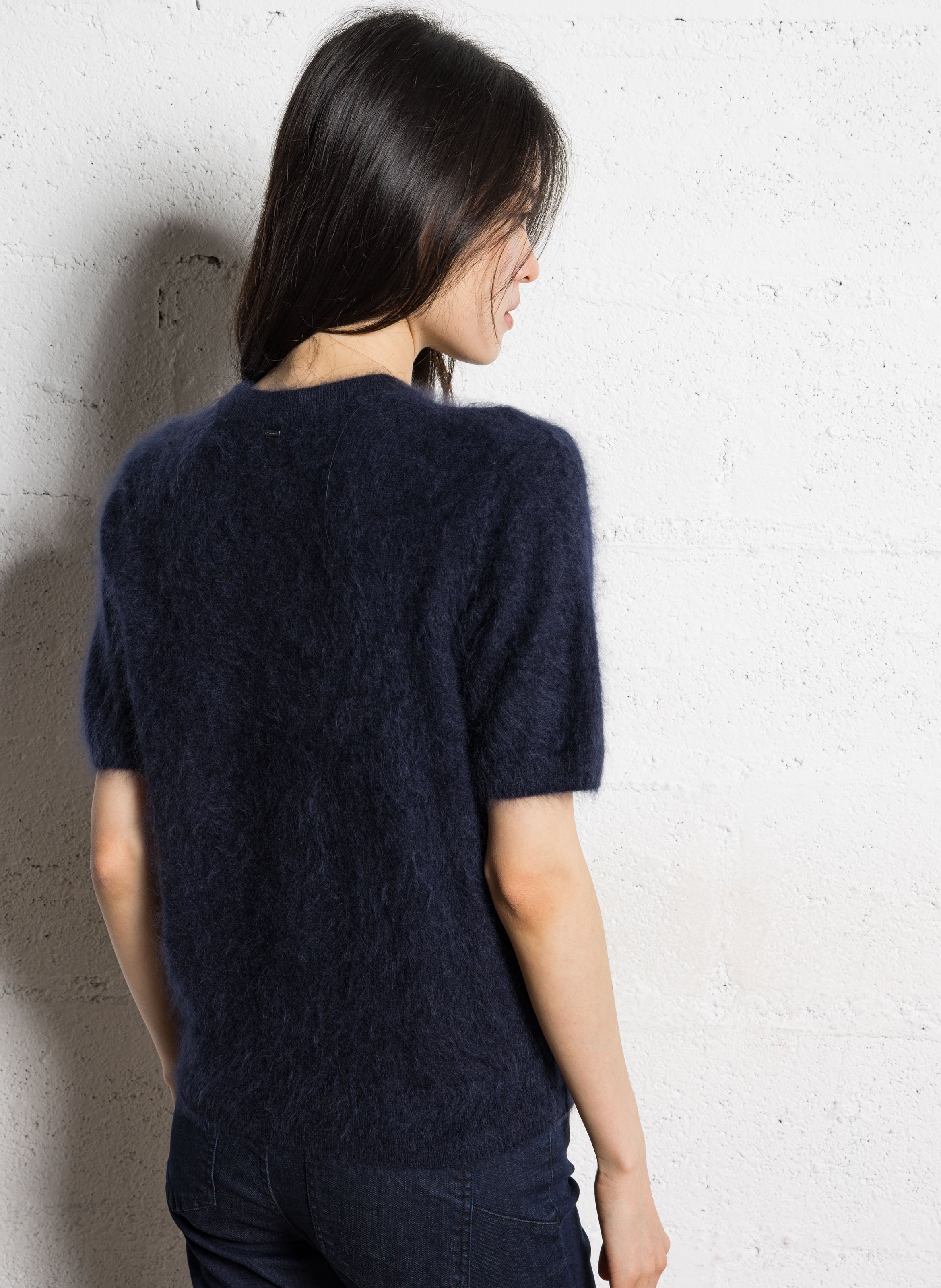 Maglione dritto scollo tondo in cashmere IKKS Blu