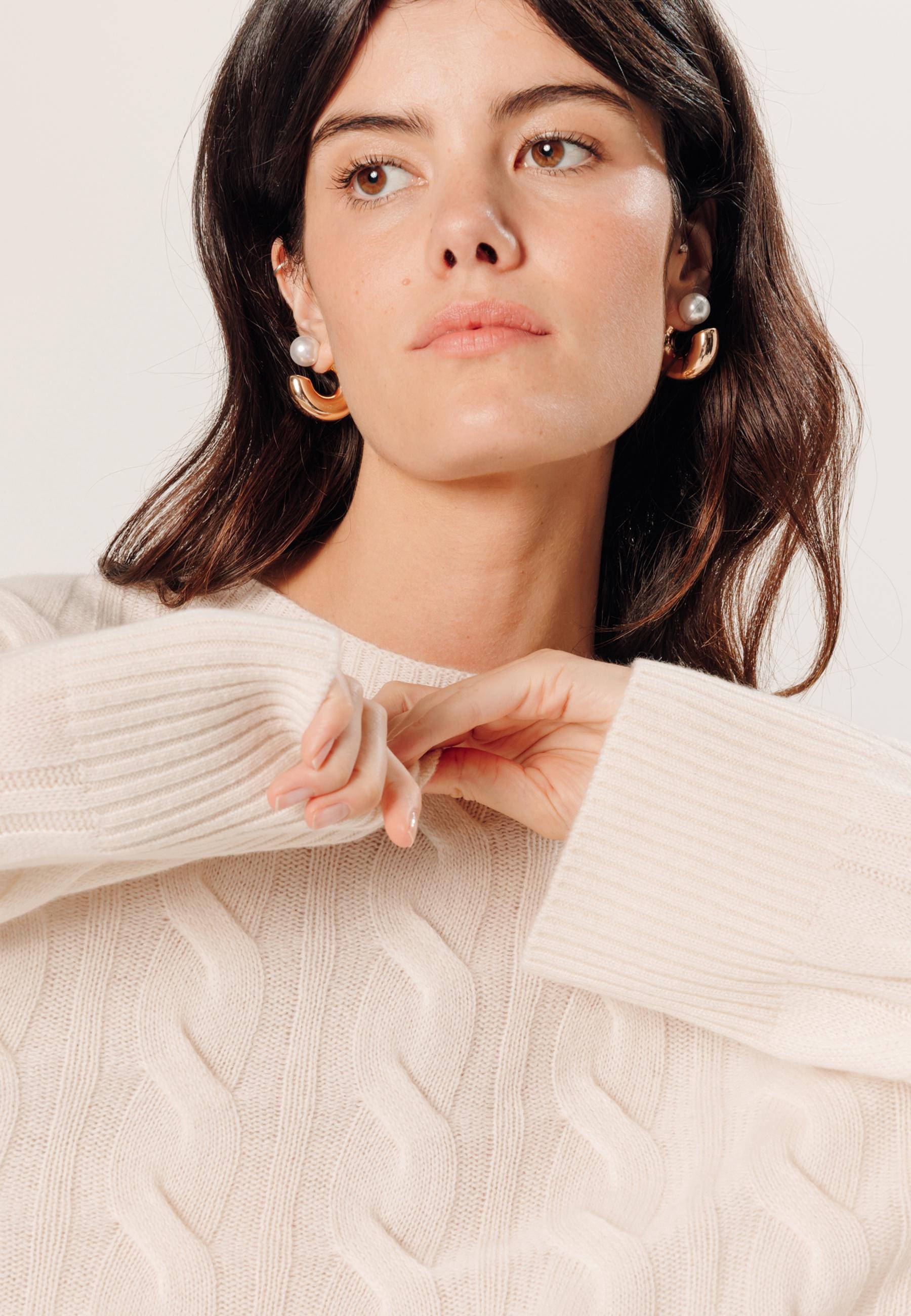 Short twisted cashmere sweater RODIER White