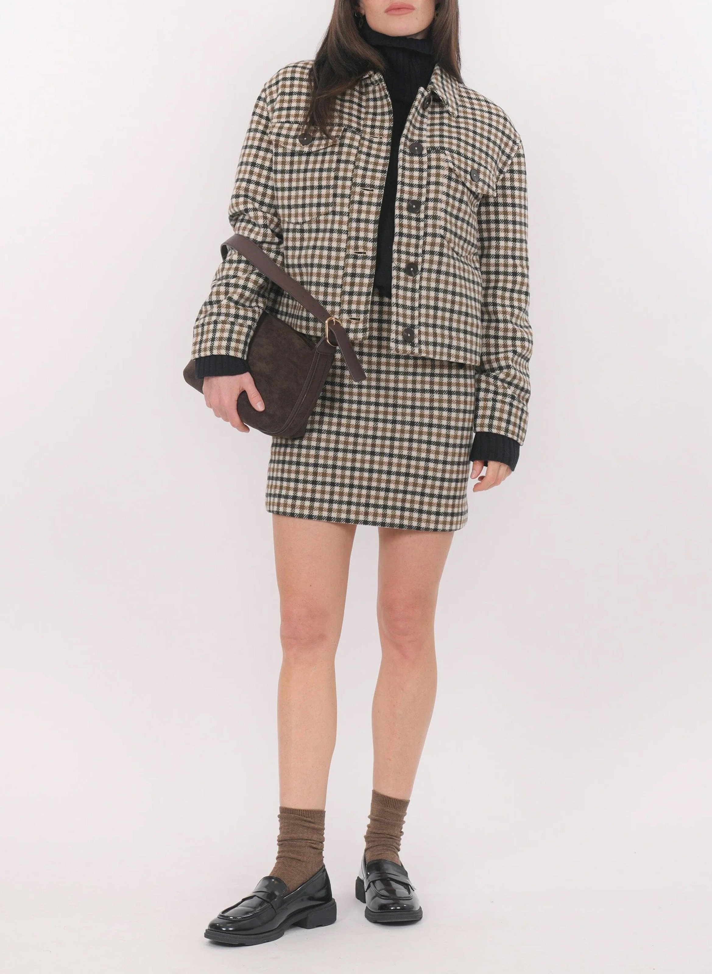 Blouse met klassieke kraag | wolblend KOOKAI Groen