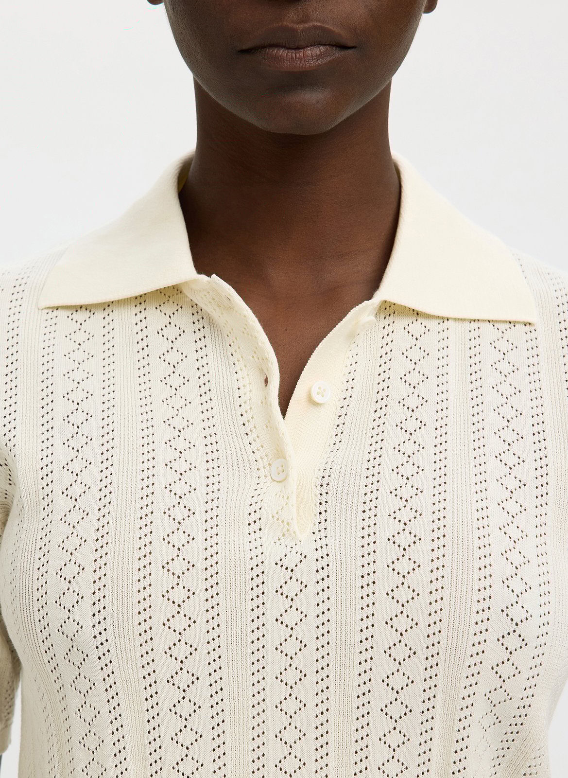 Gerade geschnittenes Poloshirt aus Bio-Baumwolle SELECTED Weiss