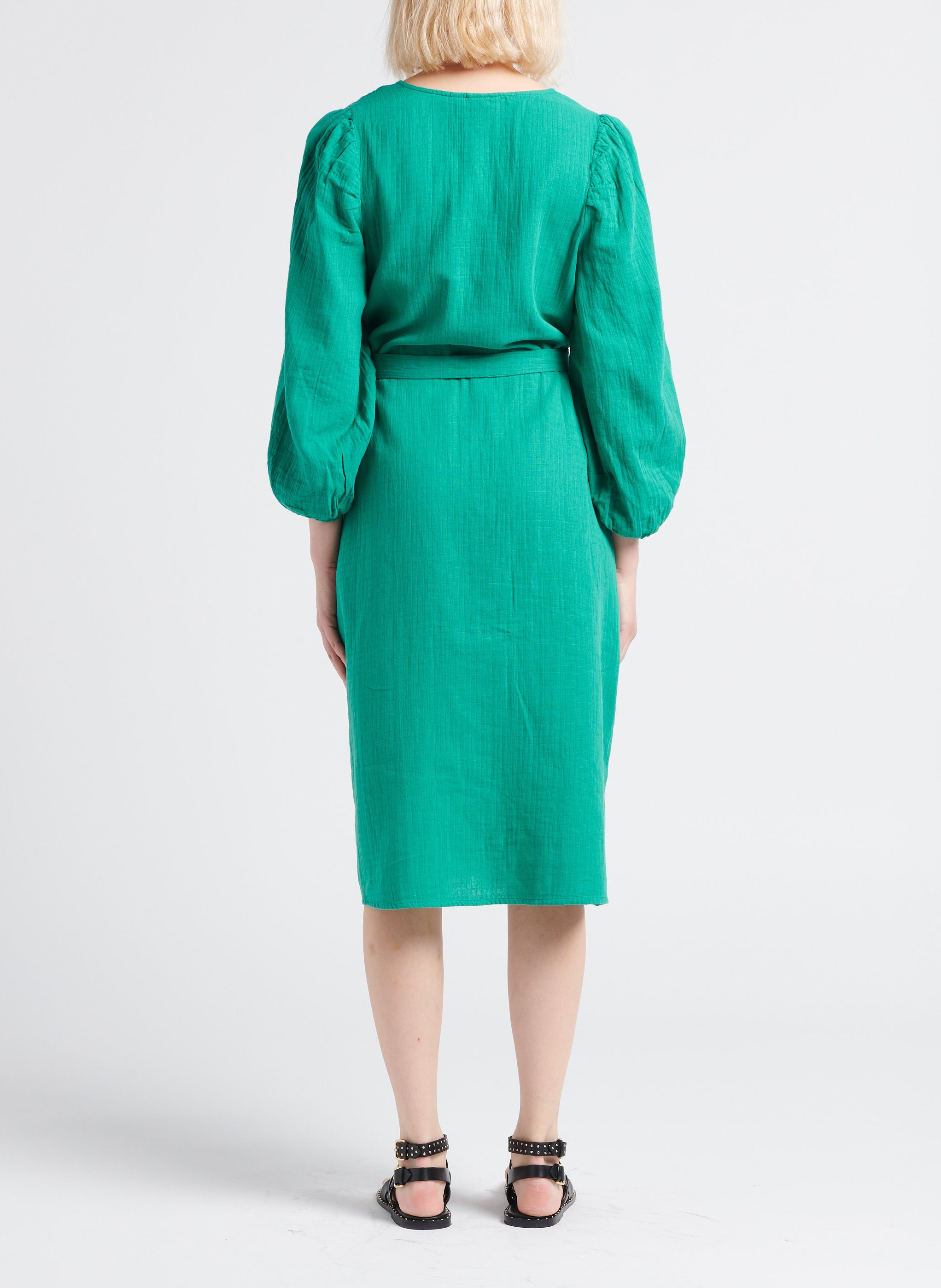V-neck cotton midi dress VILA Green