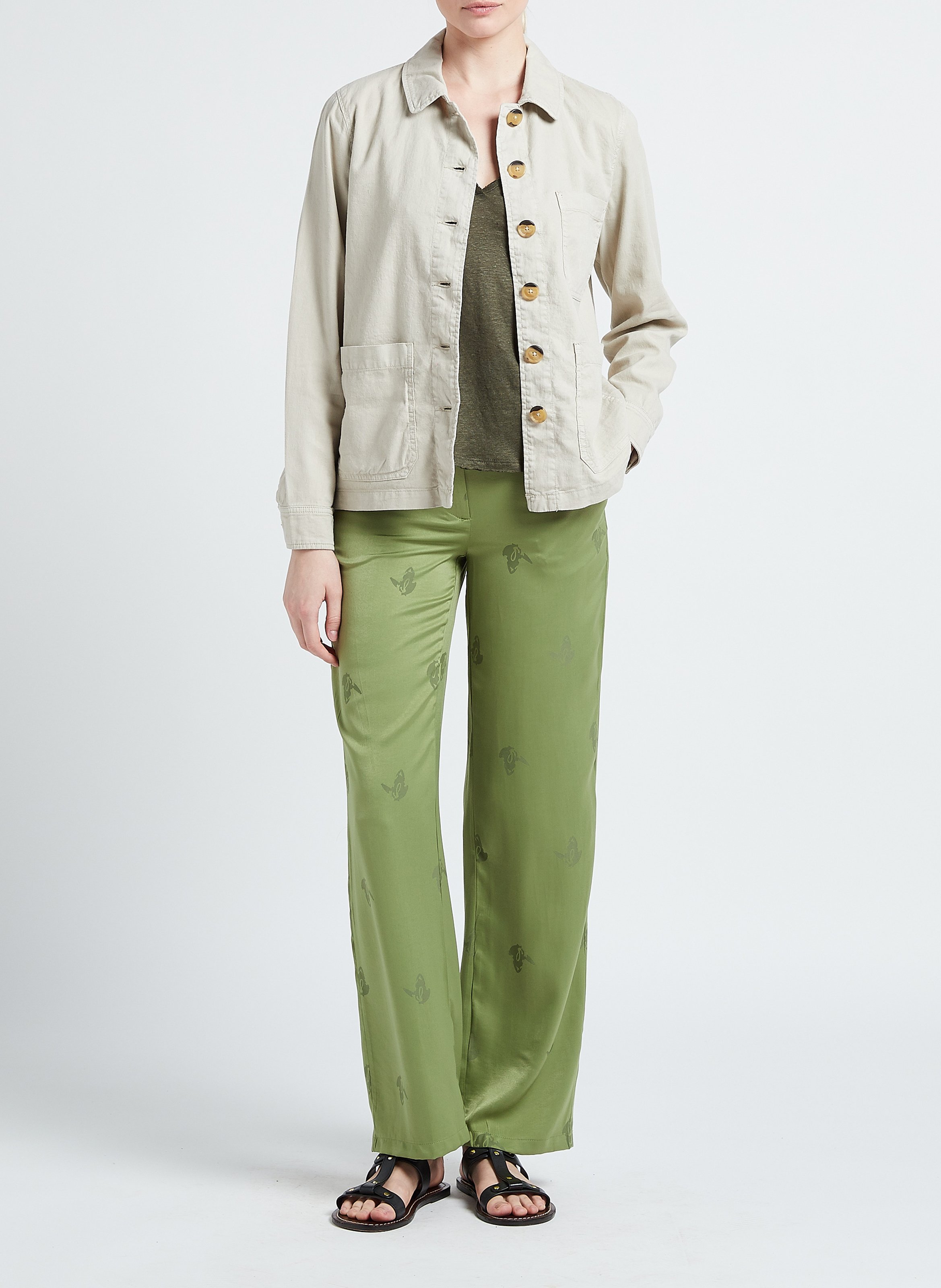 Gerade Hose mit Schmetterlingsmotiv VILA Grun