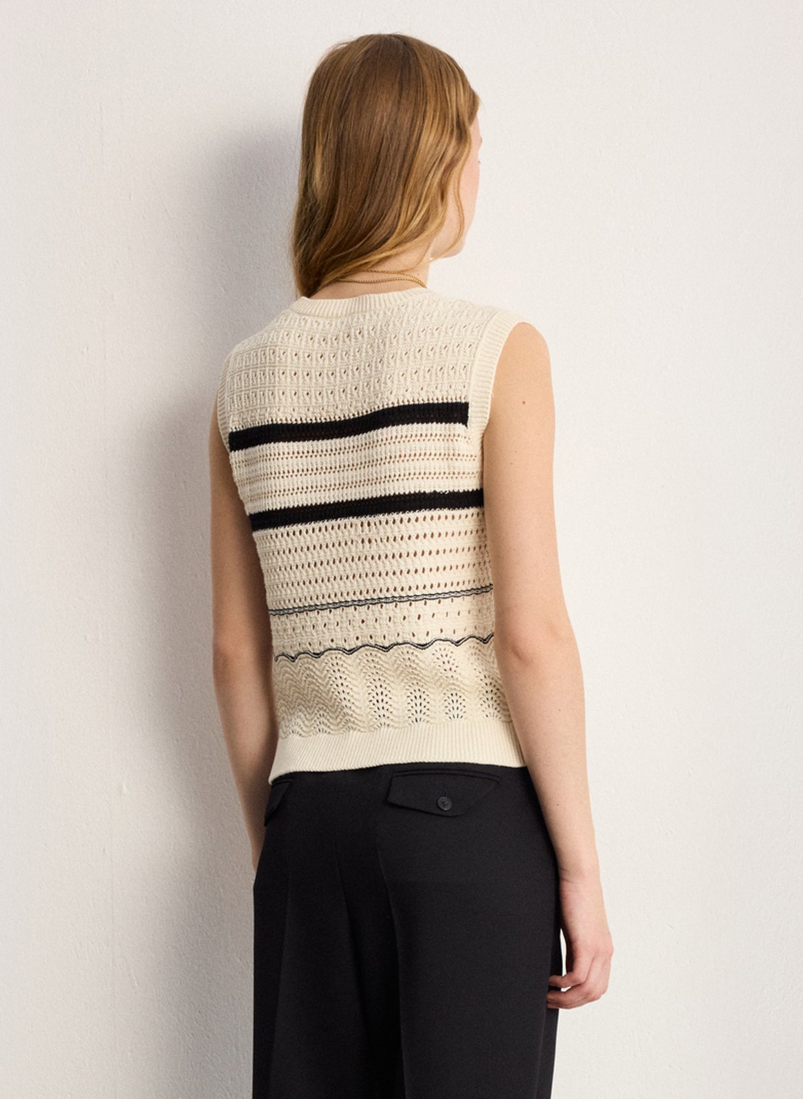 Rundhalsausschnitt-Oberteil aus Baumwollstrick PABLO Beige