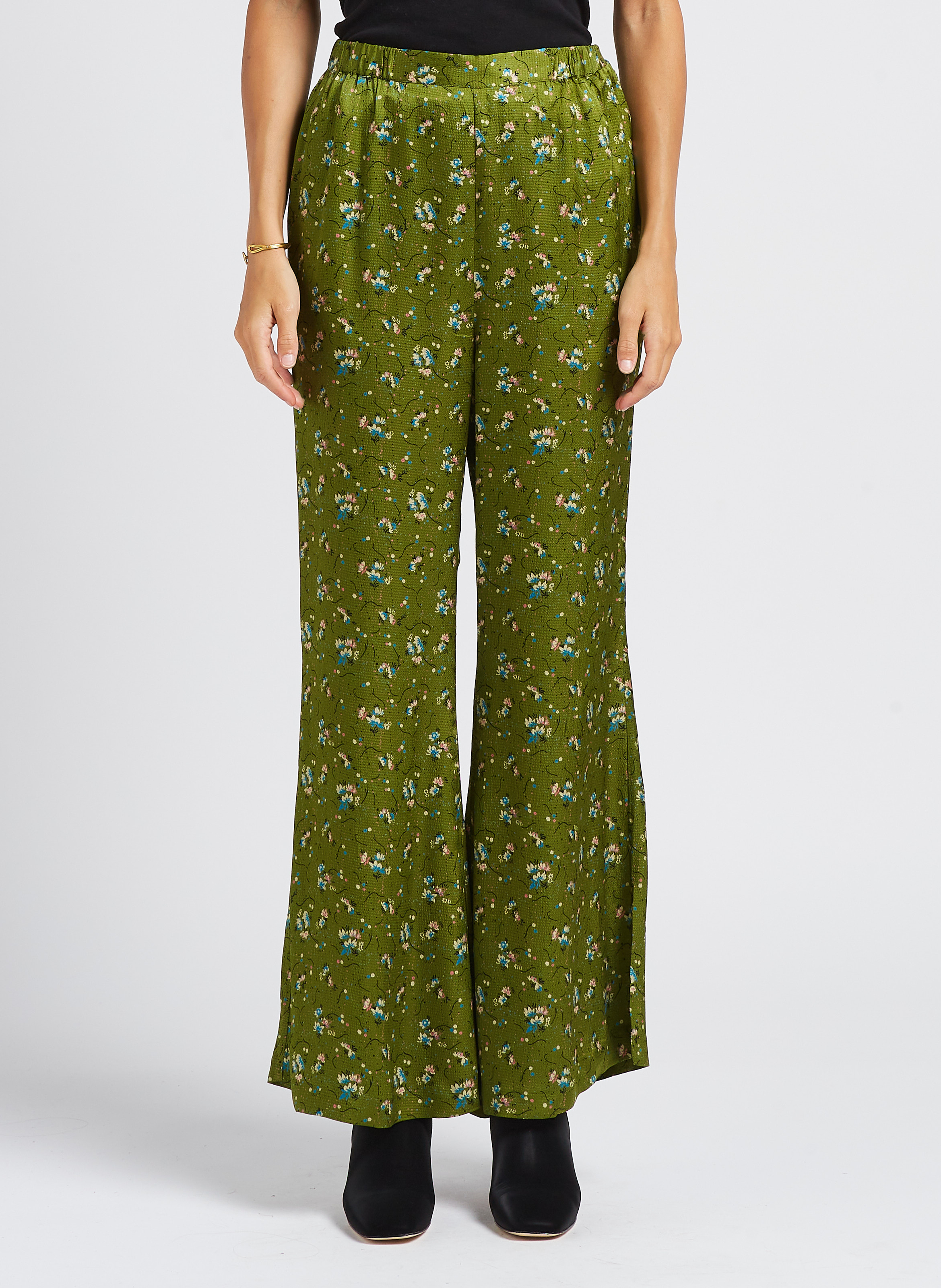 Floral print wide-leg pants MES DEMOISELLES Green