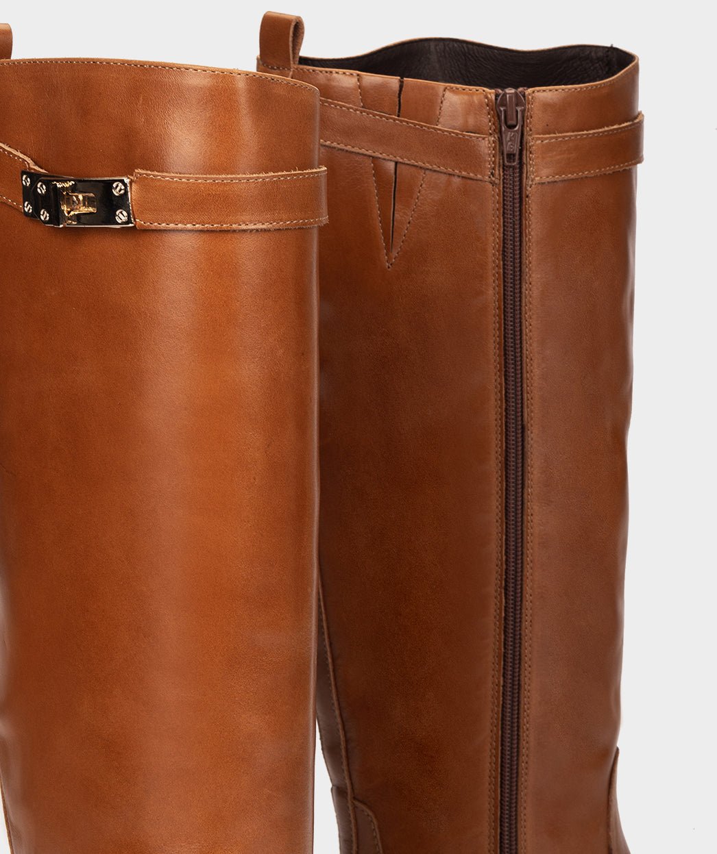 Brown leather boots with buckle. PEDRO MIRALLES Brown