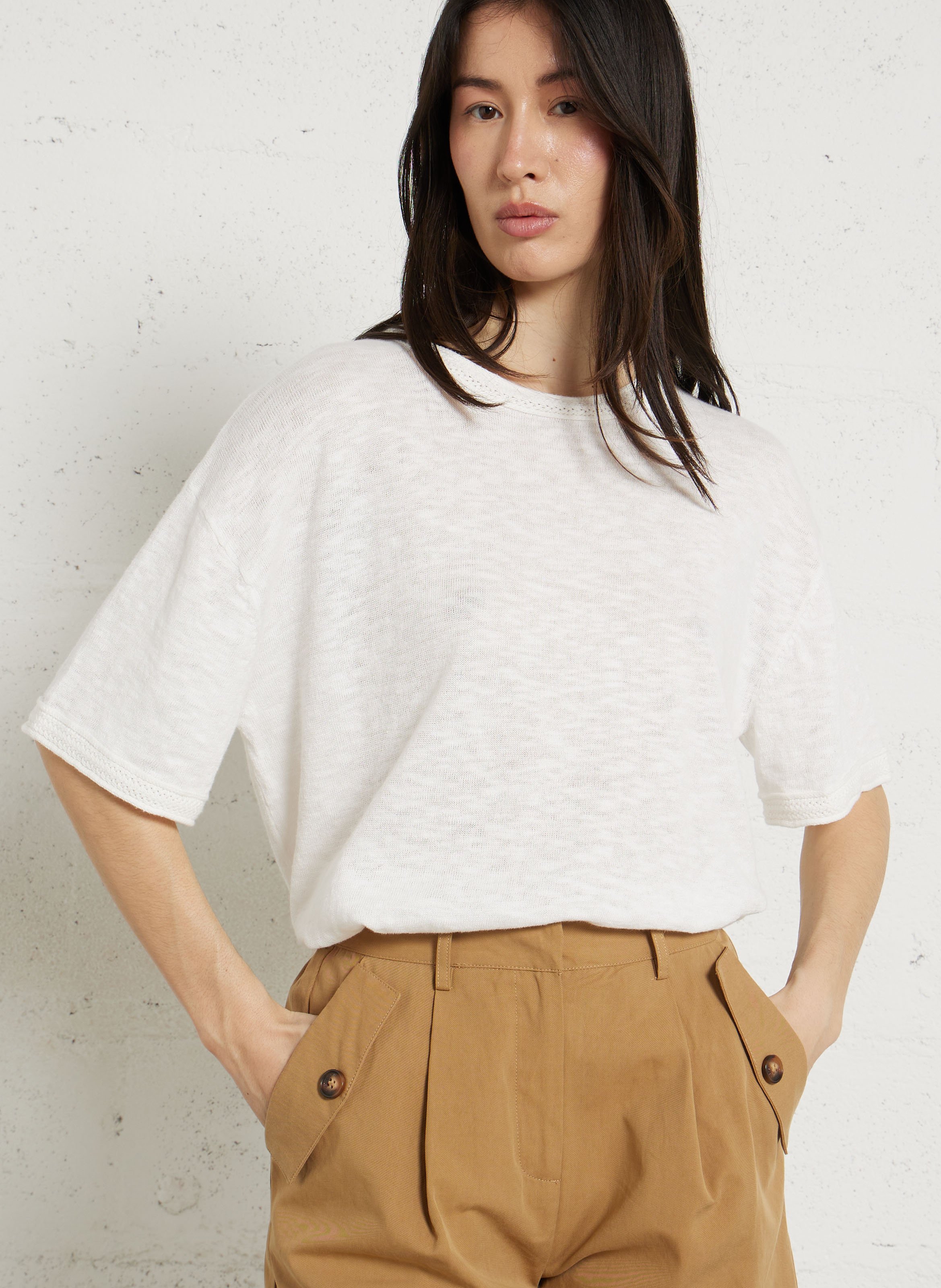 Oversize Rundhalsausschnitt T-Shirt aus Leinen und Baumwolle. LA PETITE ETOILE