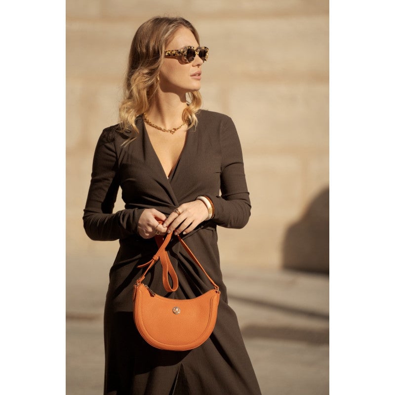 Calfskin leather shoulder bag POURCHET Orange