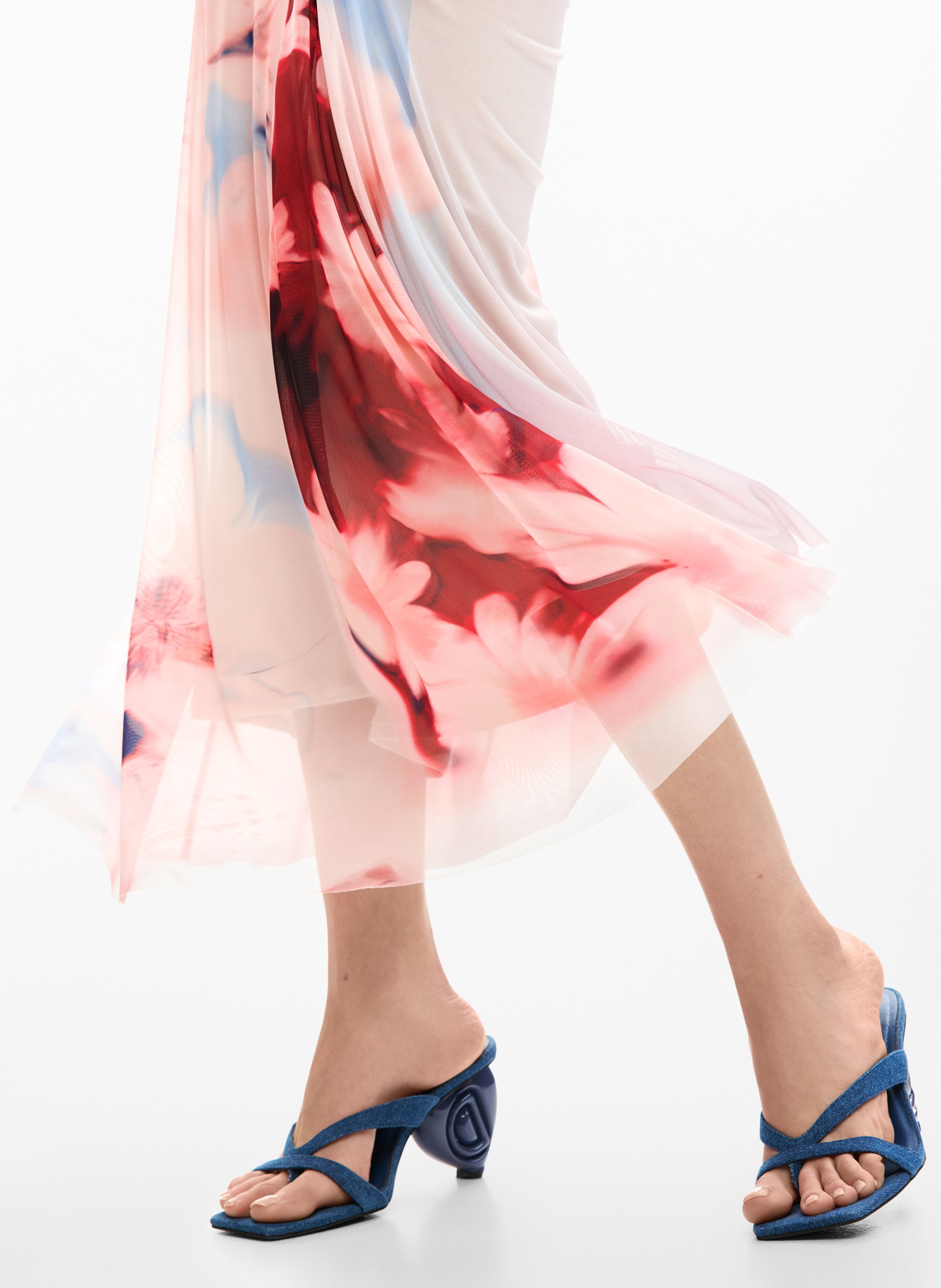 Halflange jurk met ronde hals DESIGUAL Rood