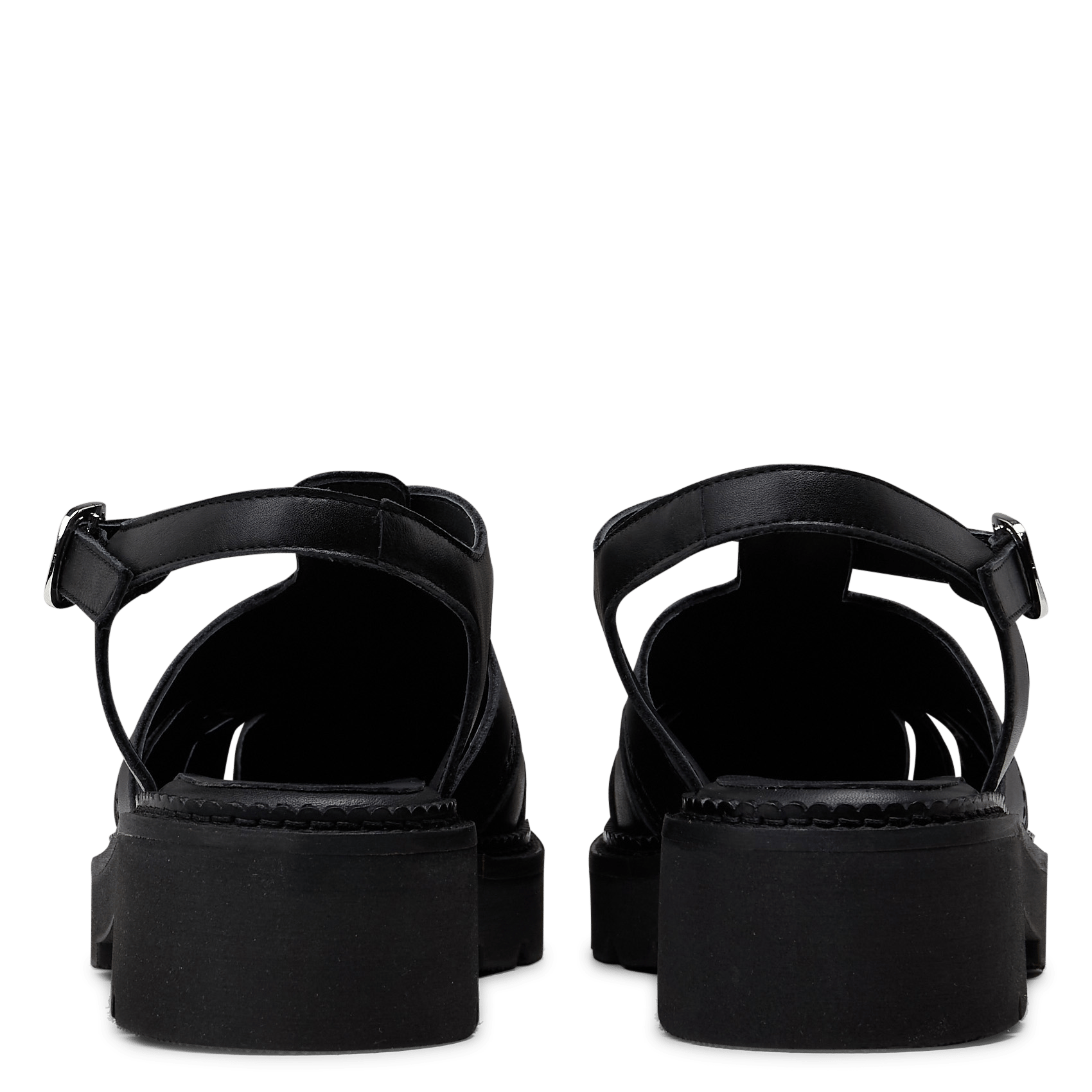 Sandales compensées en cuir MELLOW YELLOW Noir