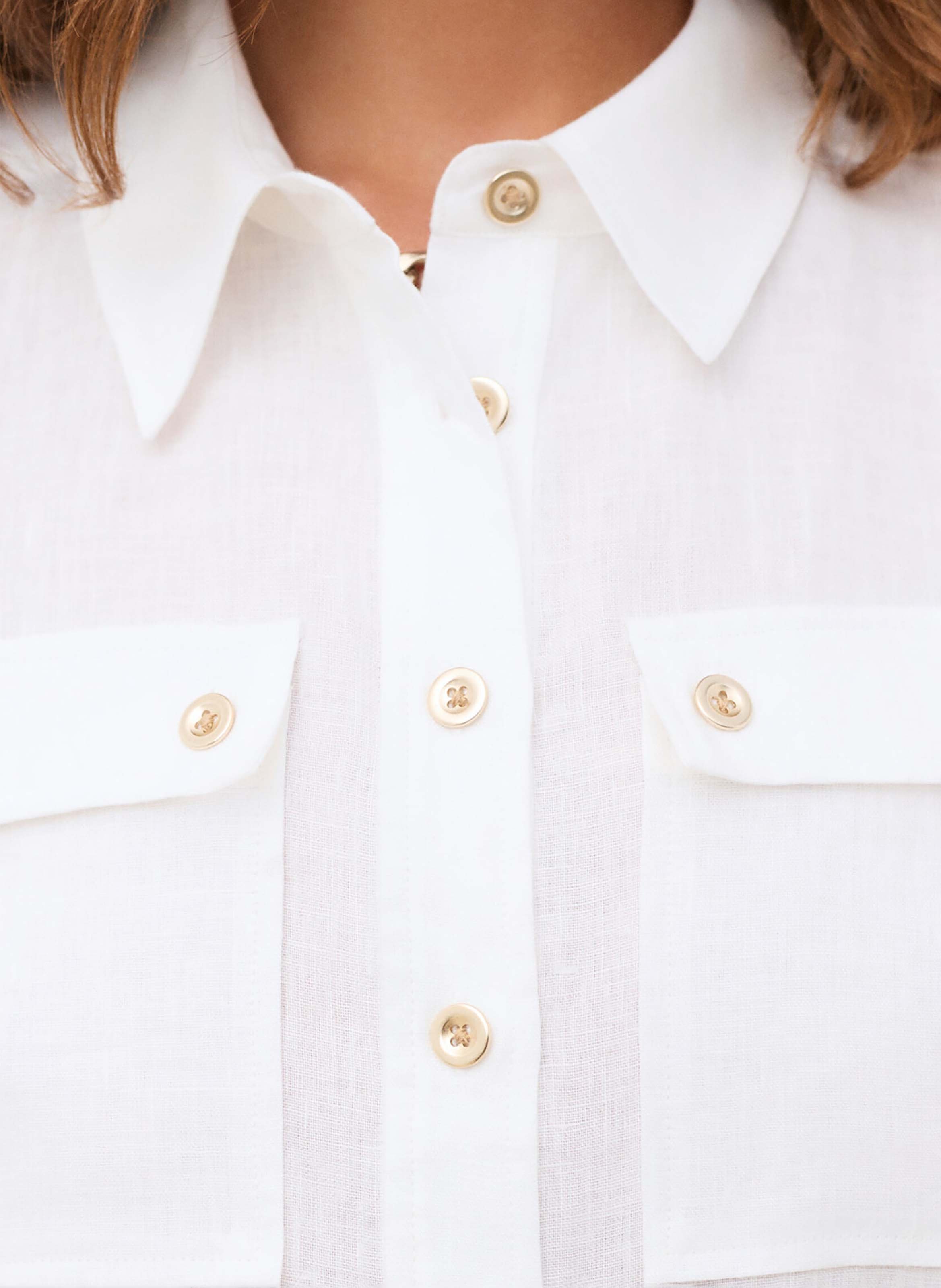 Gerade geschnittenes Leinenhemd mit klassischem Kragen CAROLL Weiss