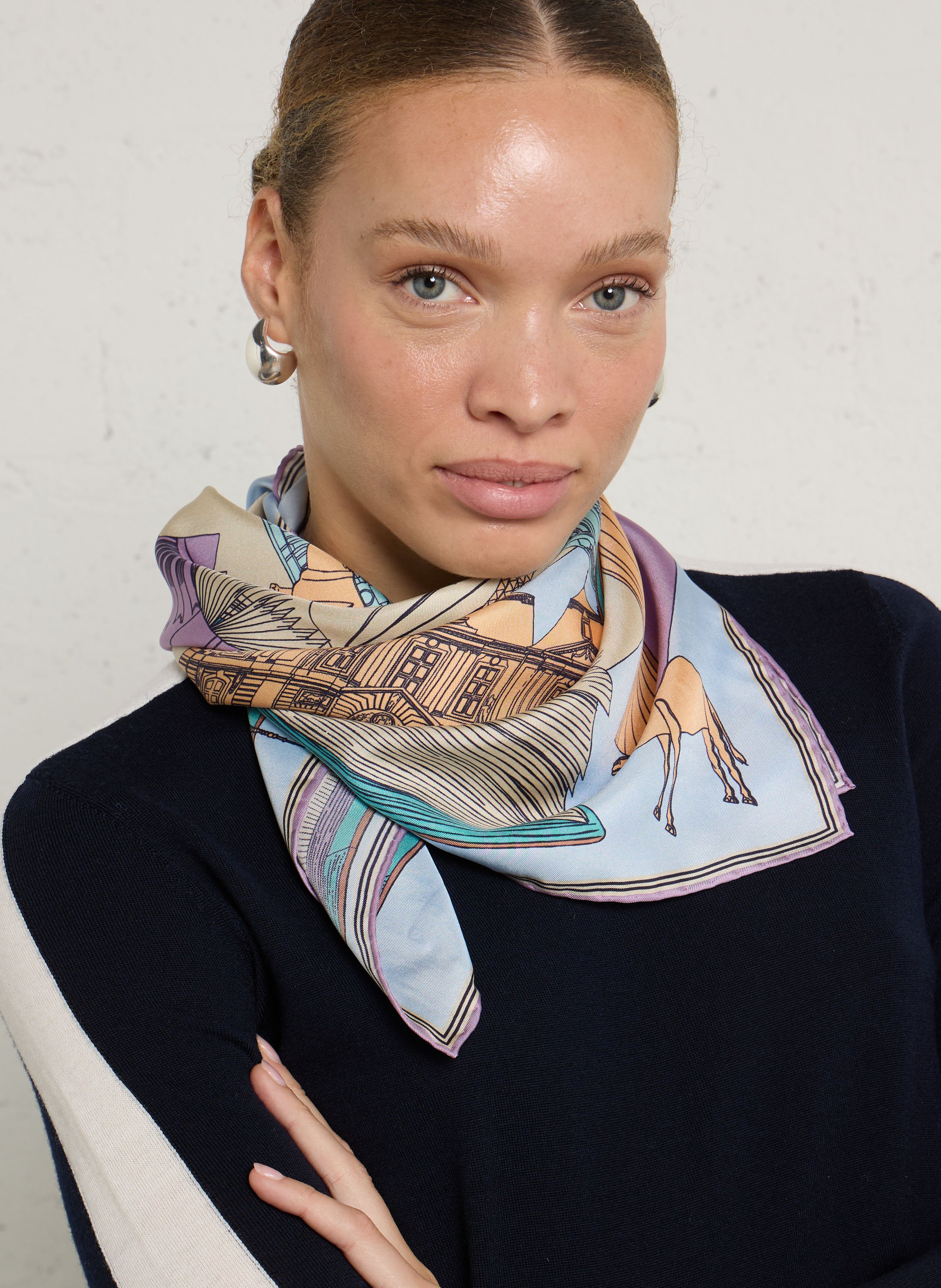 Printed silk square scarf  INOUI EDITIONS