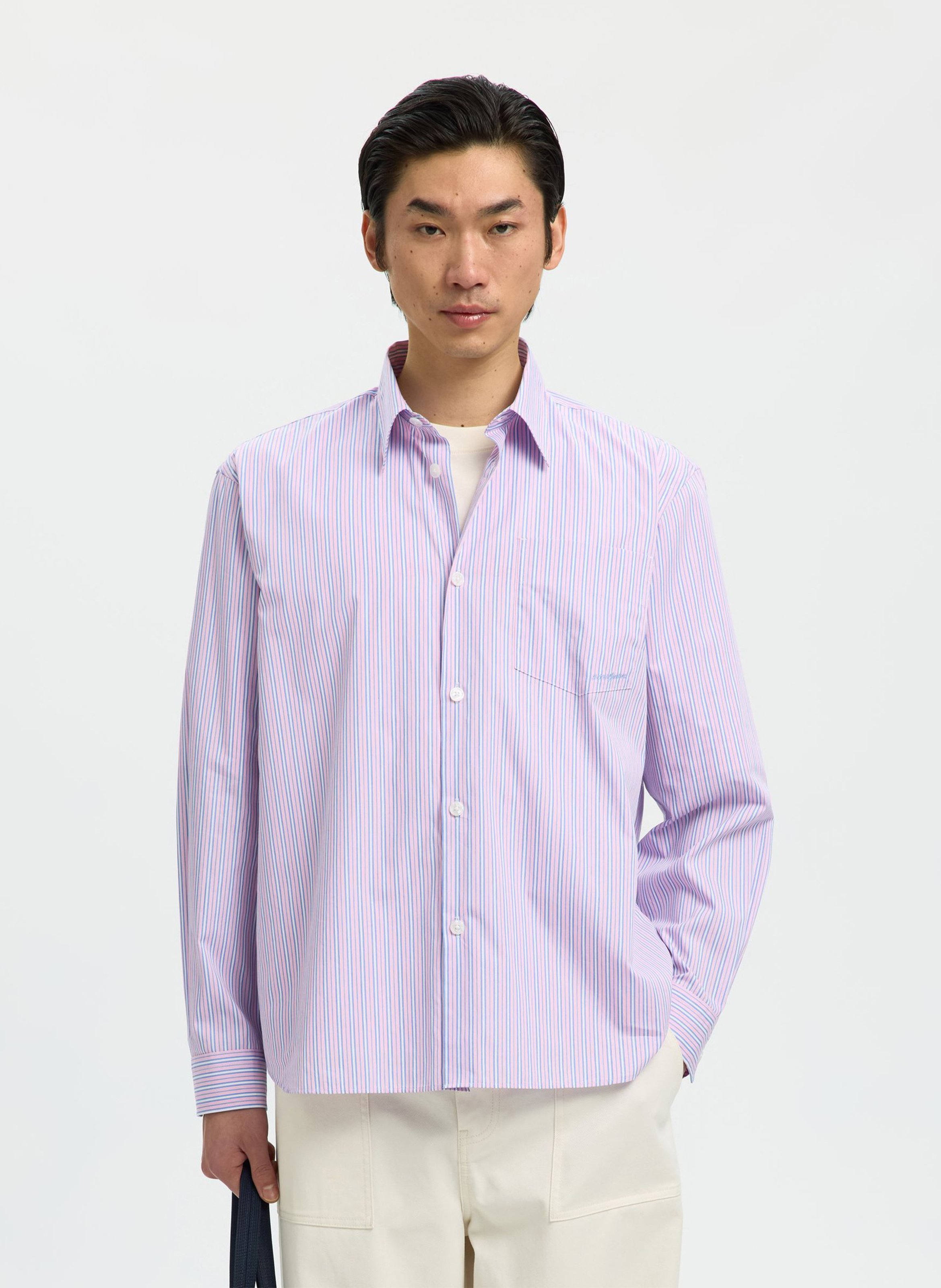 Chemise col classique à rayures SELECTED Rose