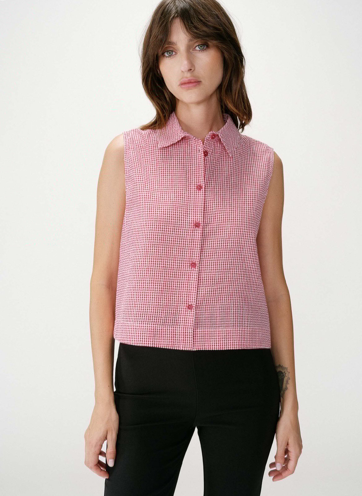 Chemise col classique manches contrastantes en coton GRACE ET MILA