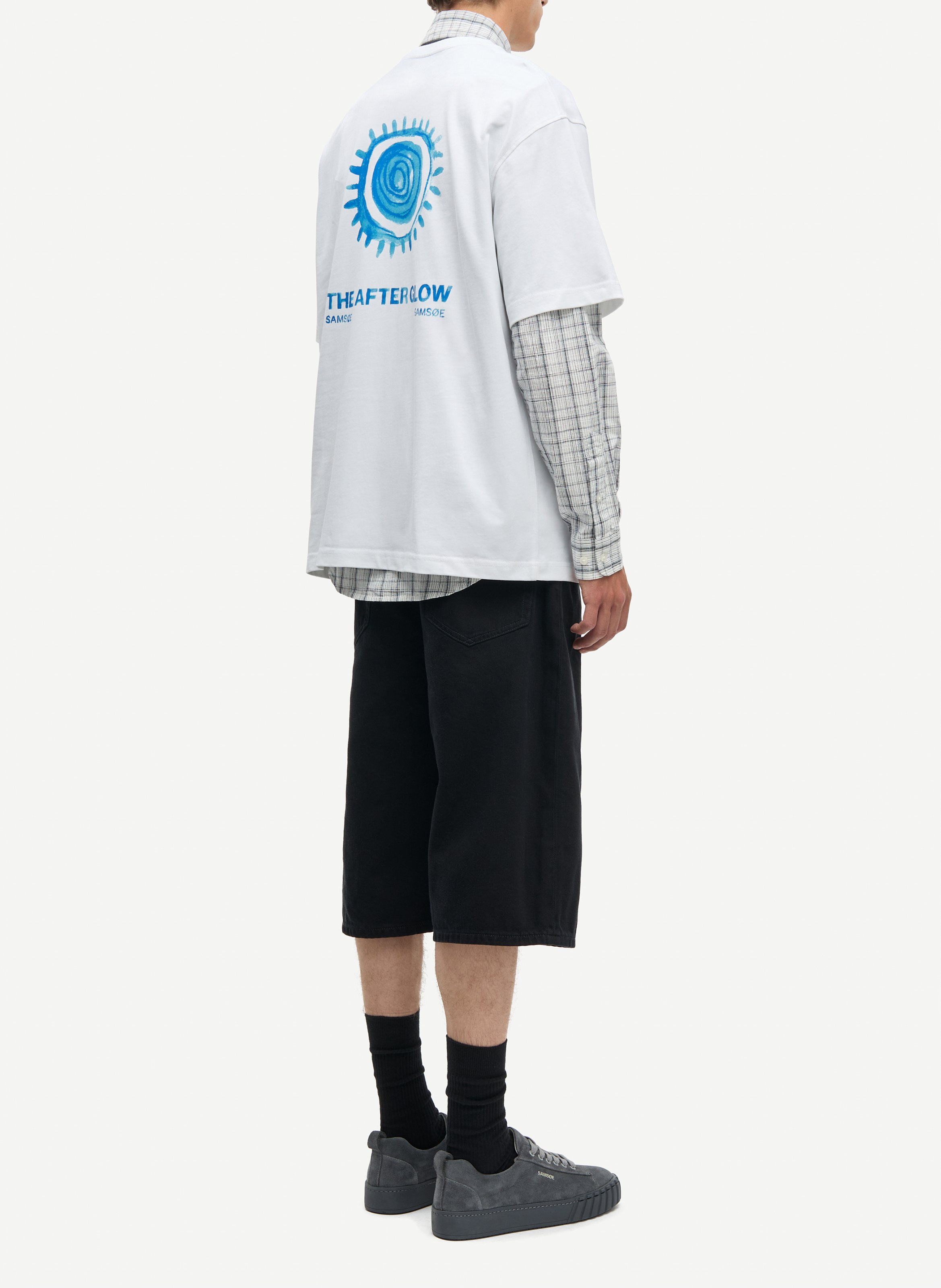 Oversized round neck organic cotton t-shirt SAMSOE SAMSOE Blue