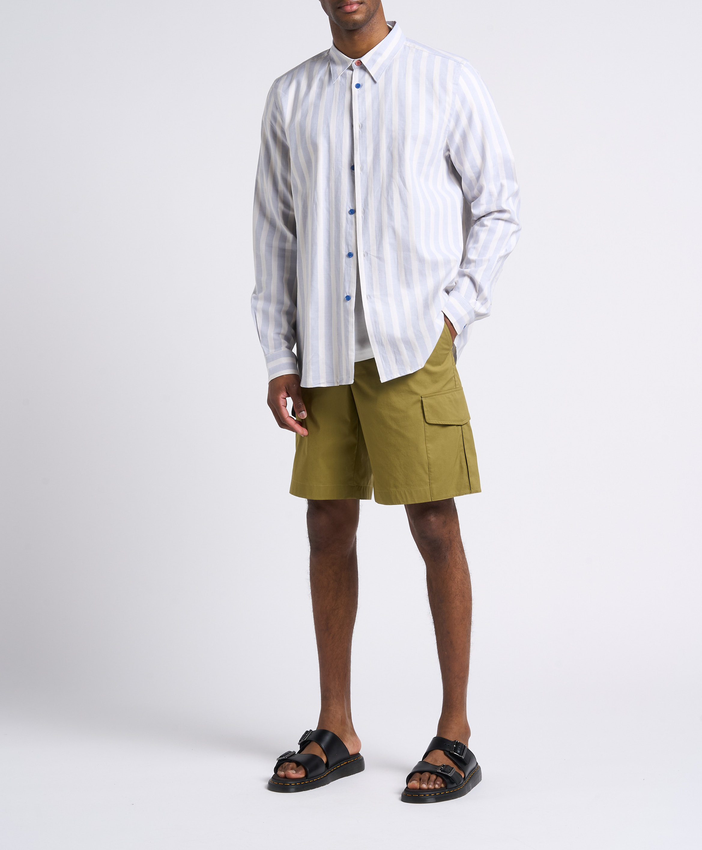 Straight striped cotton shirt with classic collar PAUL SMITH Blue