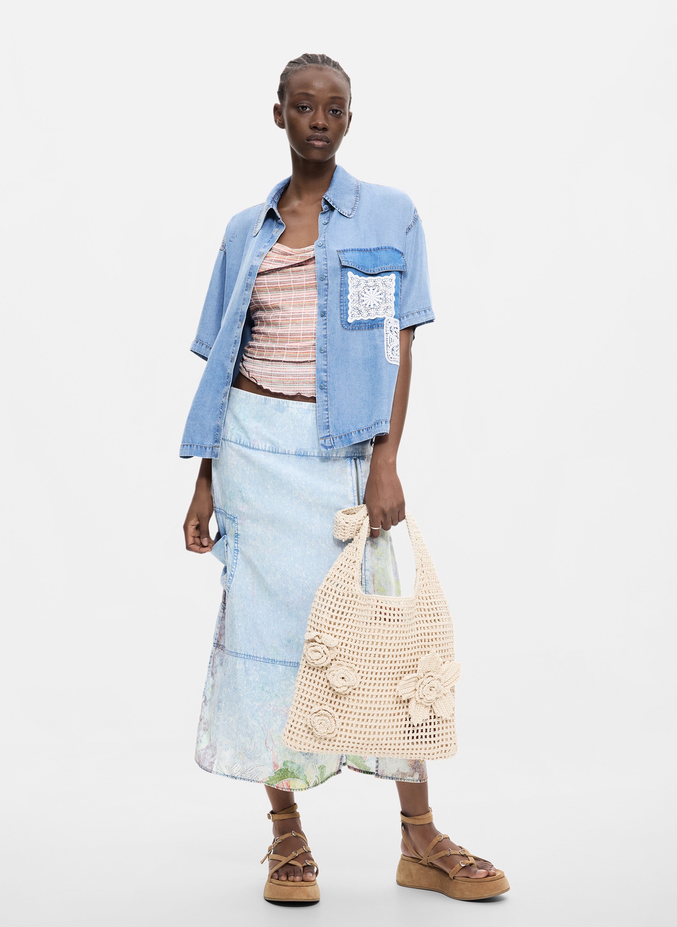 Crochet handbag DESIGUAL White